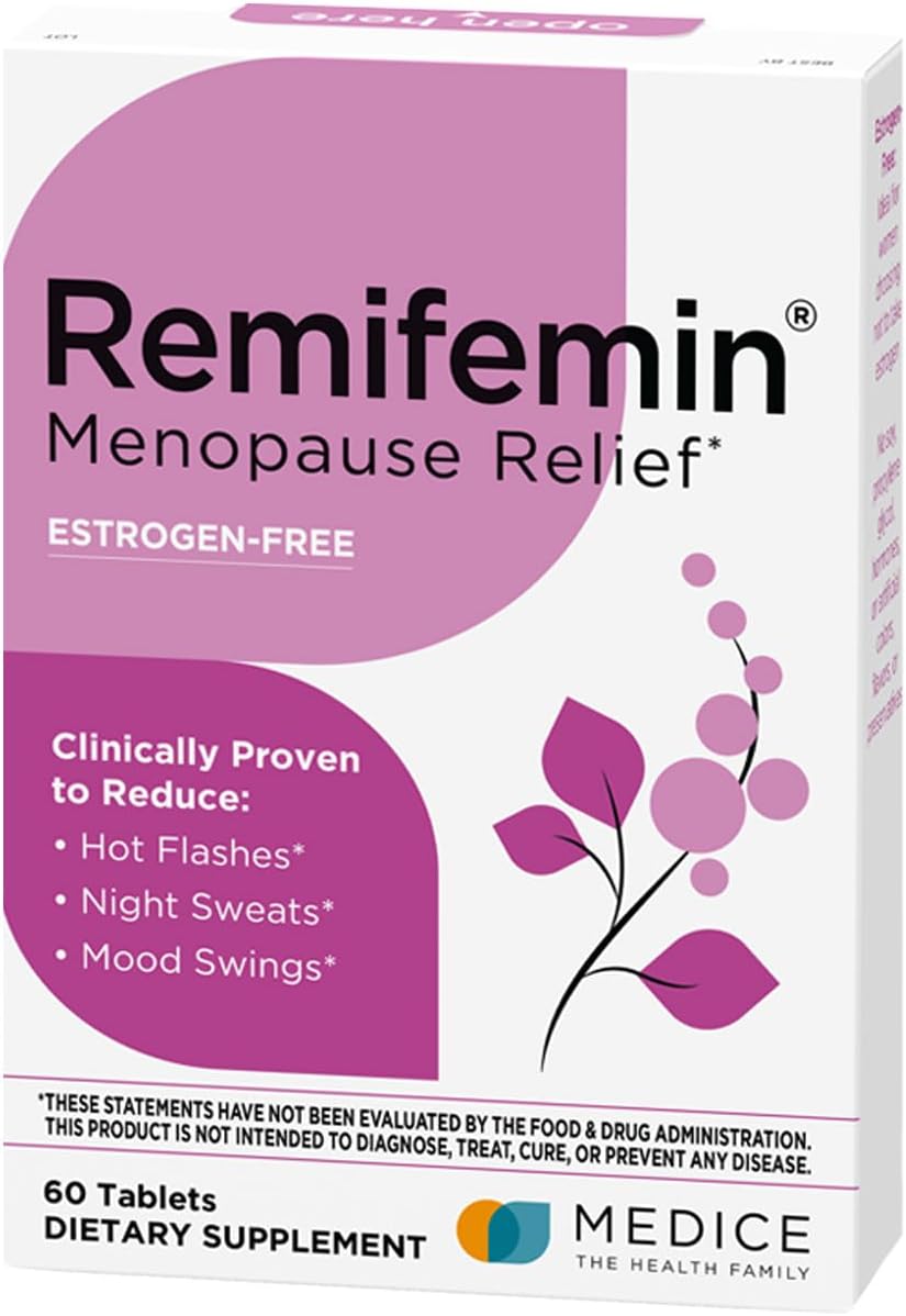 Natural Menopause Relief Tablets with Clinically Proven Ingredients - Estrogen-Free Formula - Black Cohosh - Made in Germany - 60 Tablets
