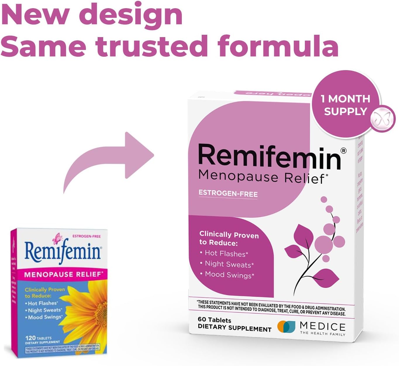 Natural Menopause Relief Tablets with Clinically Proven Ingredients - Estrogen-Free Formula - Black Cohosh - Made in Germany - 60 Tablets