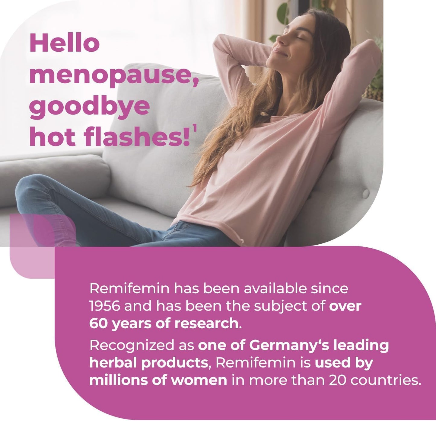 Natural Menopause Relief Tablets with Clinically Proven Ingredients - Estrogen-Free Formula - Black Cohosh - Made in Germany - 60 Tablets