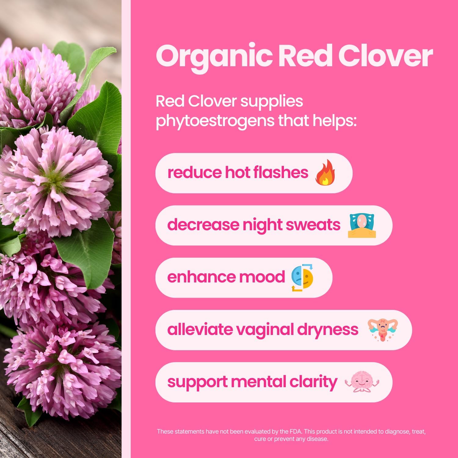 Natural Menopause Relief Tea with Red Clover & Black Cohosh - Alleviate Hot Flashes, Night Sweats, Mood Swings - Peach Flavor - 30 Teabags