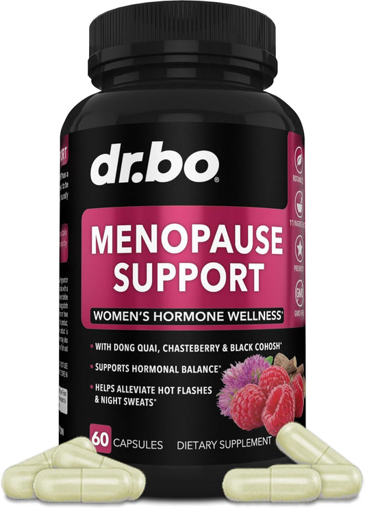 Natural Menopause Support Pills for Women - Relieve Hot Flashes, Night Sweats & Mood Swings - Hormone Balance Supplement with Dong Quai, Chasteberry & Black Cohosh by DR. BO