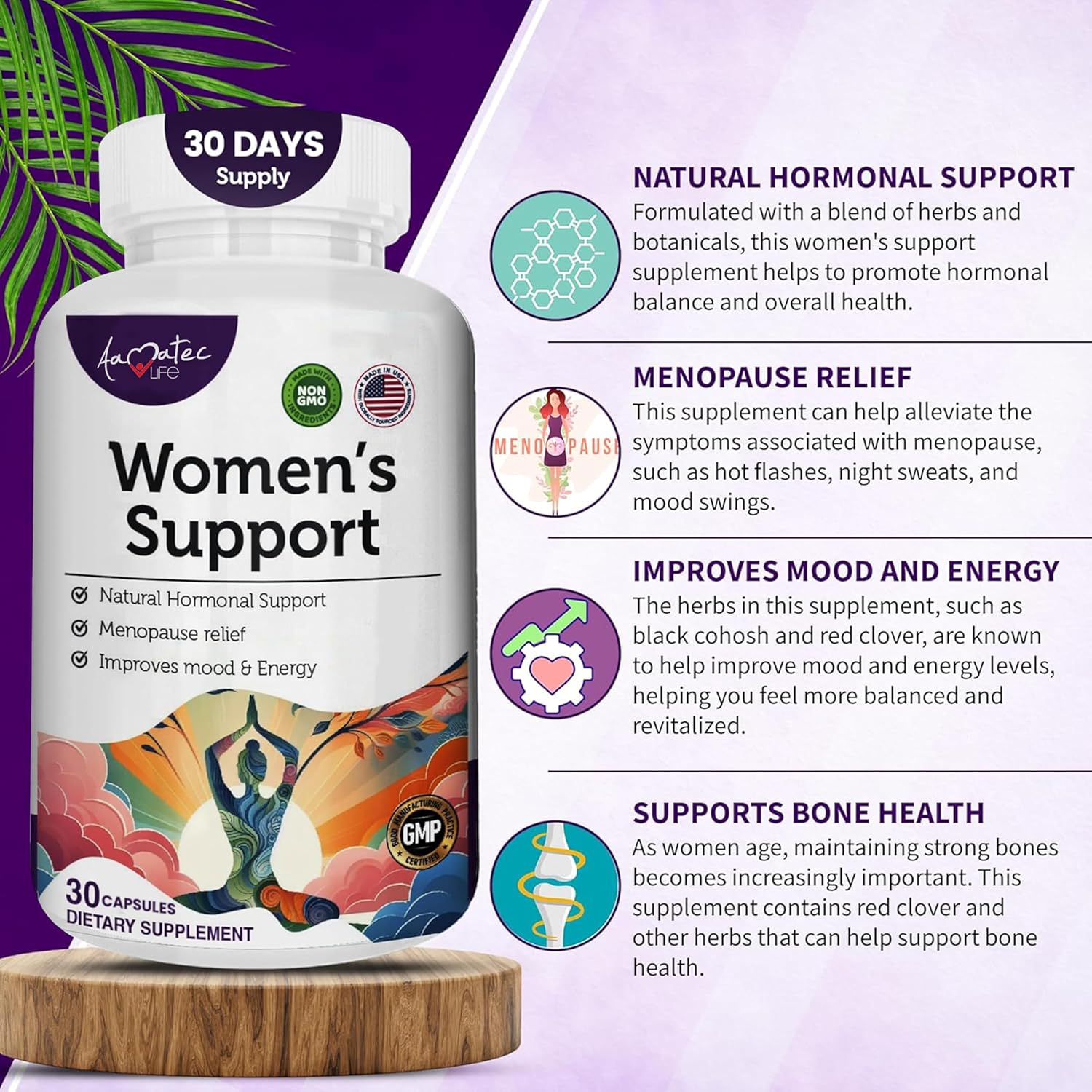 Natural Menopause Support Supplement for Women - Hormone Regulation & Estrogen Balance - Non-GMO Pills with Active Ingredients