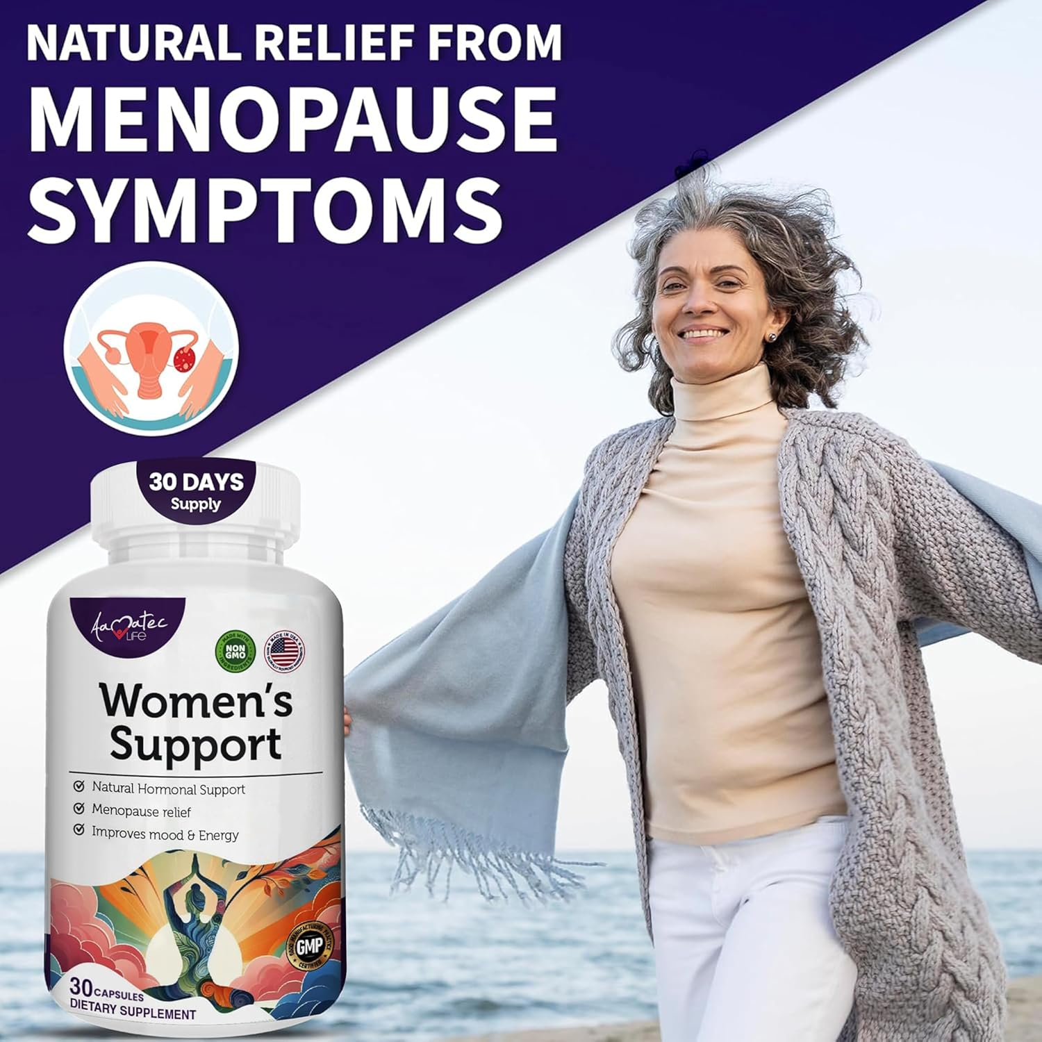 Natural Menopause Support Supplement for Women - Hormone Regulation & Estrogen Balance - Non-GMO Pills with Active Ingredients