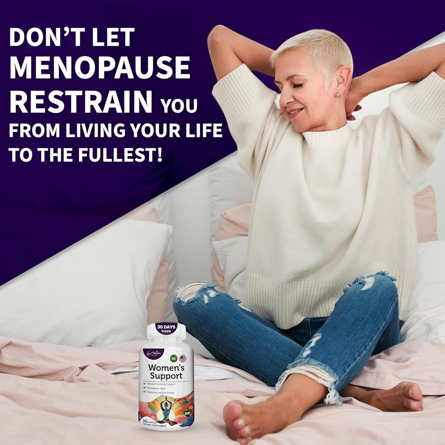 Natural Menopause Support Supplement for Women - Hormone Regulation & Estrogen Balance - Non-GMO Pills with Active Ingredients