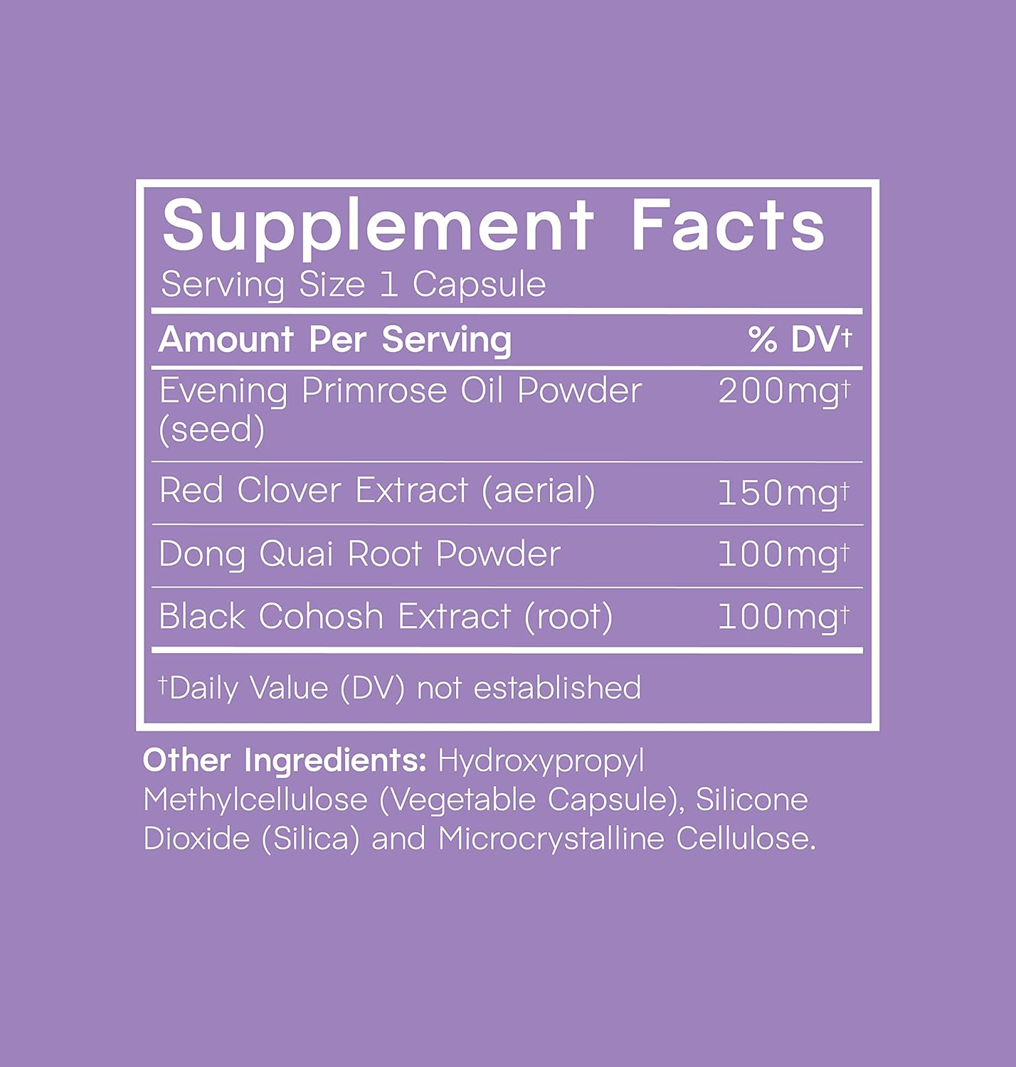 Natural Menopause Support Supplement with Evening Primrose Oil, Red Clover, Dong Quai, and Black Cohosh - 30 Capsules for Balanced Estrogen Production in Women