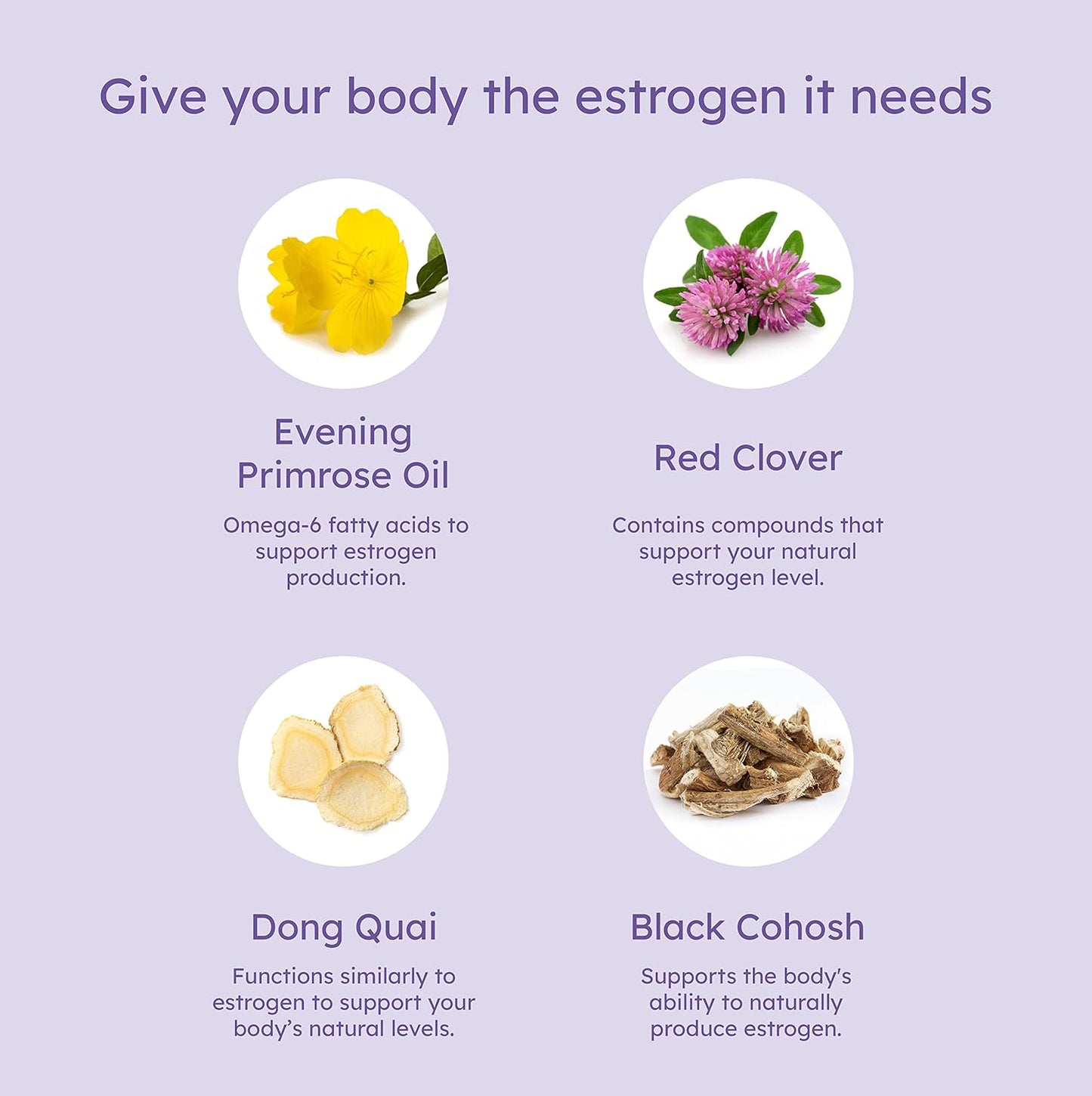 Natural Menopause Support Supplement with Evening Primrose Oil, Red Clover, Dong Quai, and Black Cohosh - 30 Capsules for Balanced Estrogen Production in Women