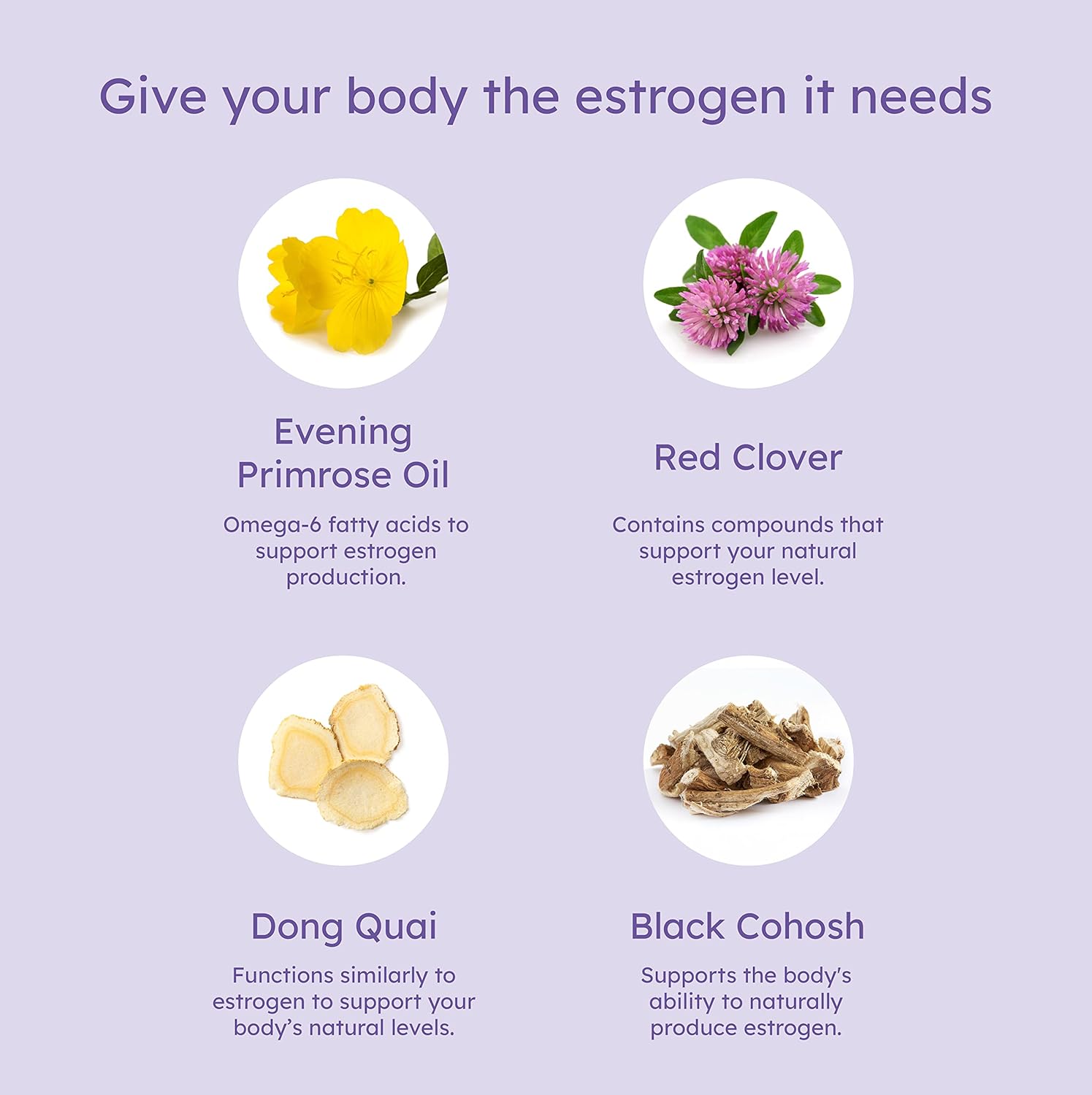 Natural Menopause Support Supplement with Evening Primrose Oil, Red Clover, Dong Quai, and Black Cohosh - 30 Capsules for Balanced Estrogen Production in Women