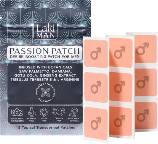 Natural Men's Health Wellness Patches for Circulation, Energy, and Vitality - Pack of 15 - Non-Habit Forming