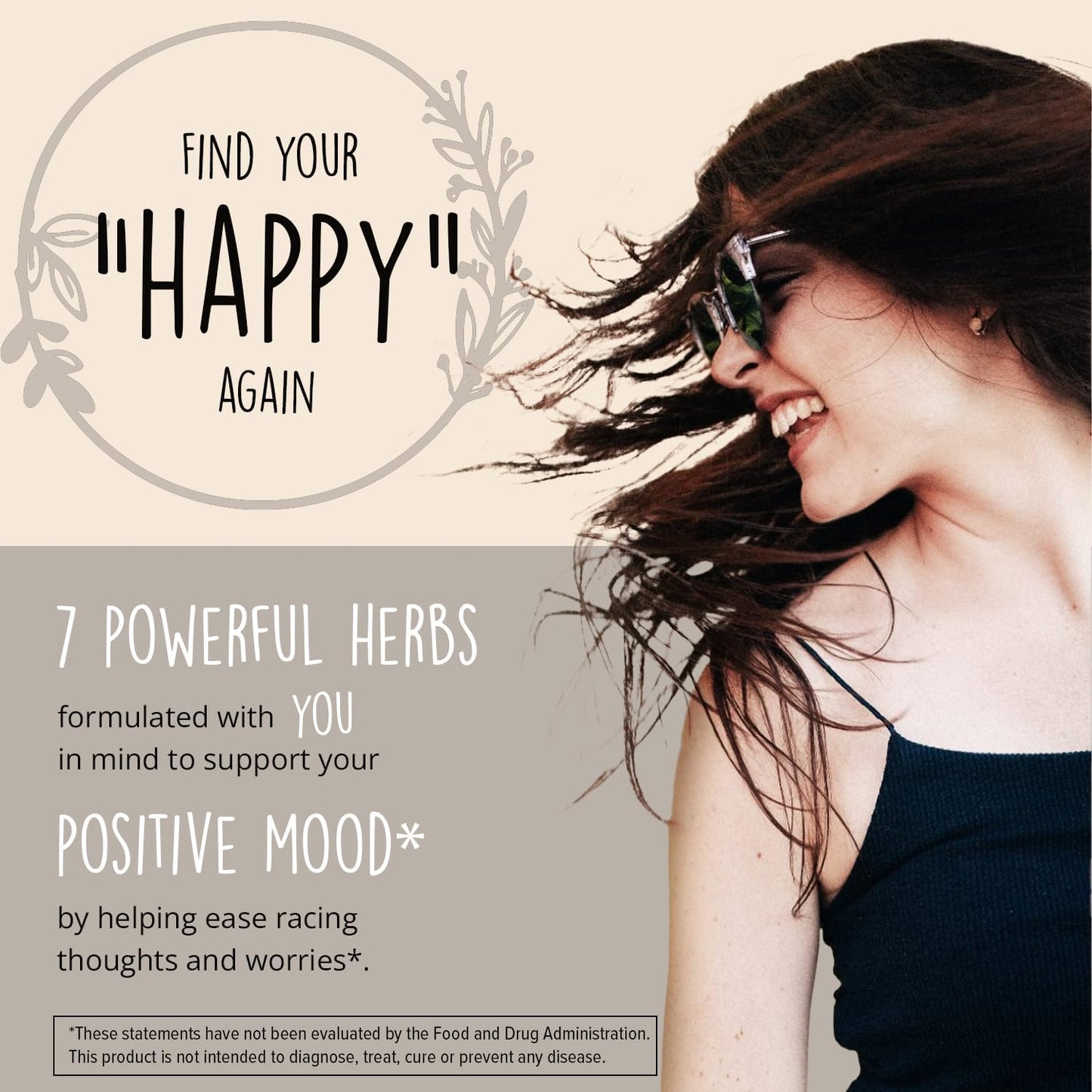 Natural Mood Support Supplement with St. Johns Wort, Rhodiola, Ashwagandha - Stress Relief & Calm Mind/Body - 100% Plant-Based Adaptogens - 180 Ct.