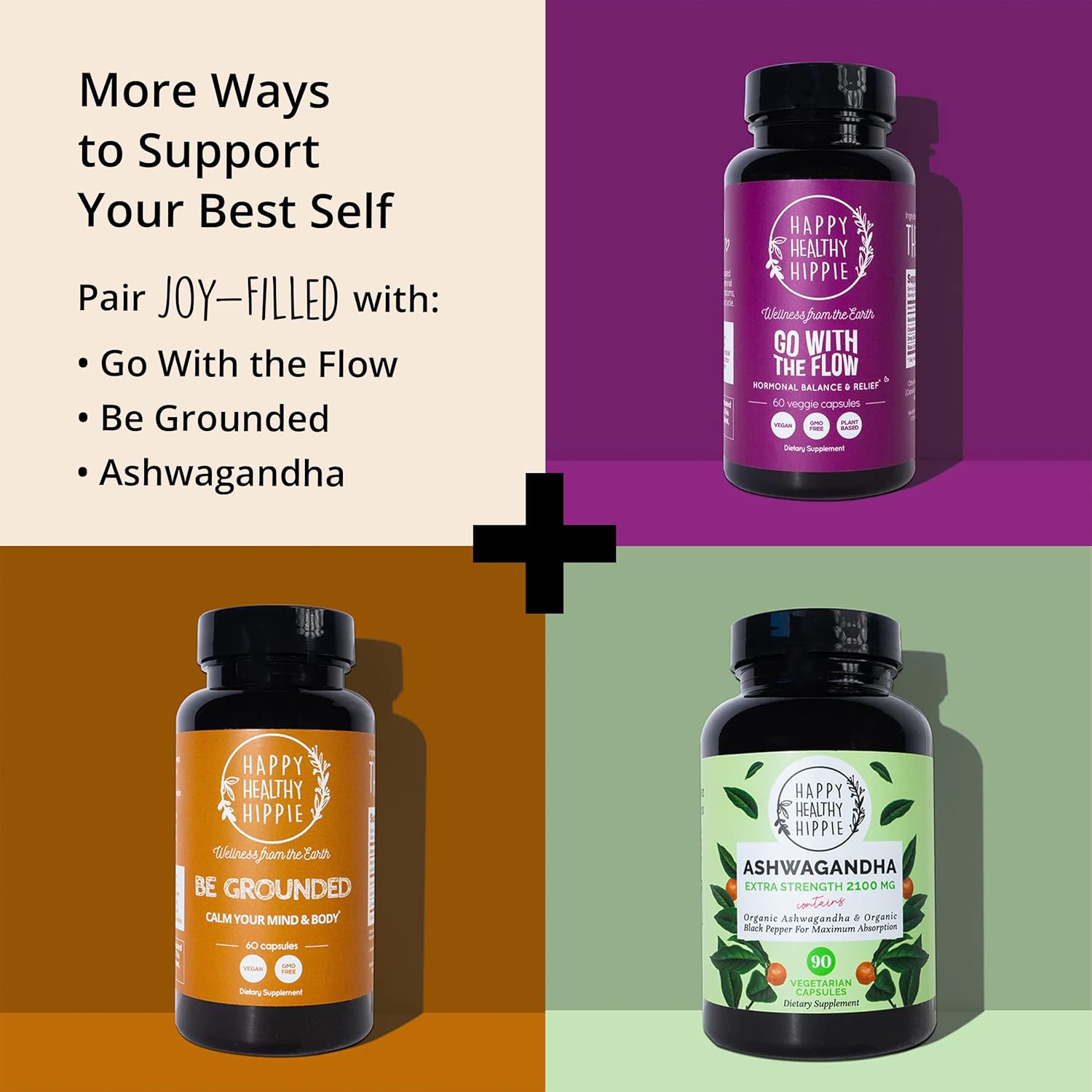 Natural Mood Support Supplement with St. Johns Wort, Rhodiola, Ashwagandha - Stress Relief & Calm Mind/Body - 100% Plant-Based Adaptogens - 180 Ct.