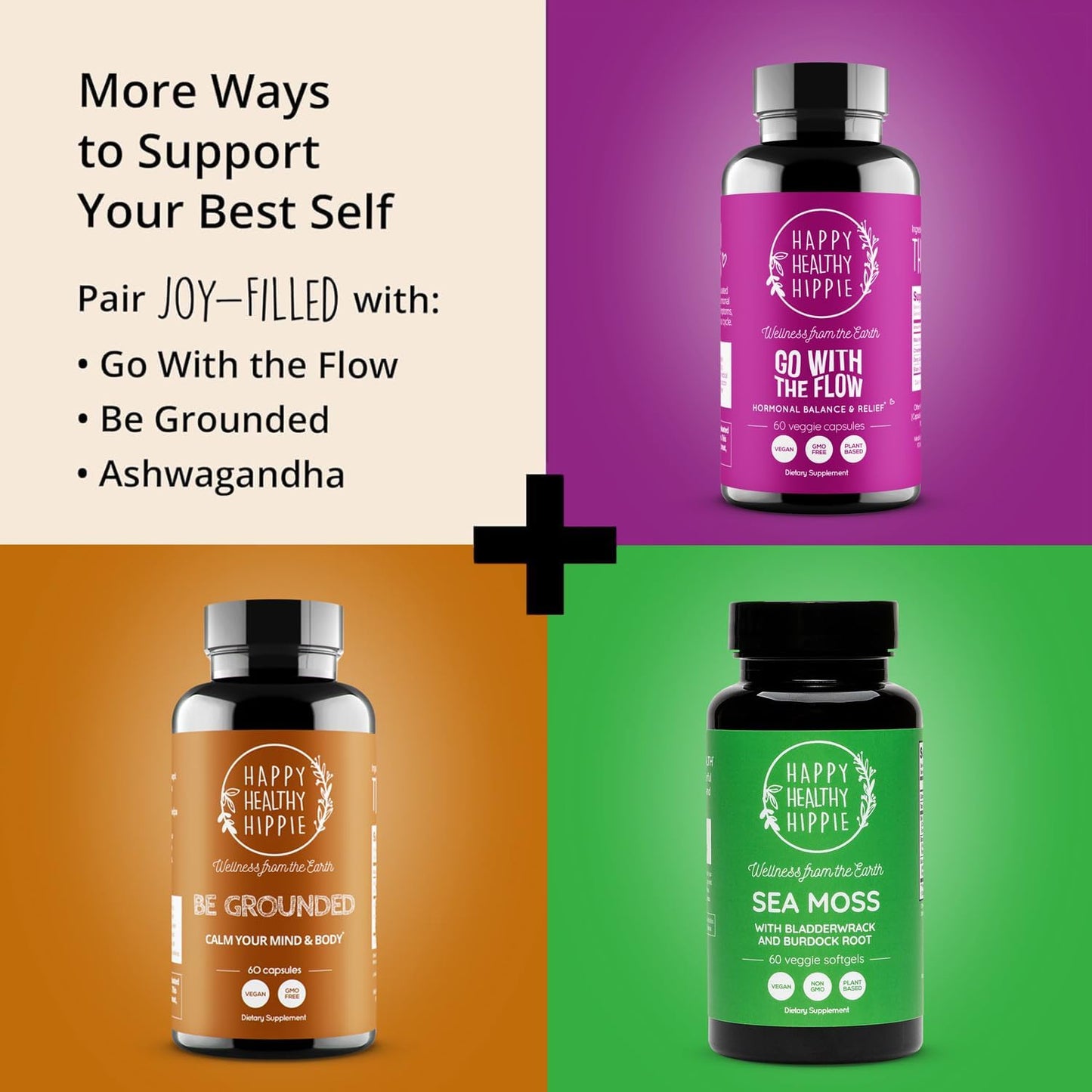 Natural Mood Support Supplement with St. Johns Wort | Stress Relief and Calm Mind & Body | Plant-Based Happy Pills with Ashwagandha, Rhodiola Rosea, Eleuthero - Herbal Adaptogens, 60 Ct