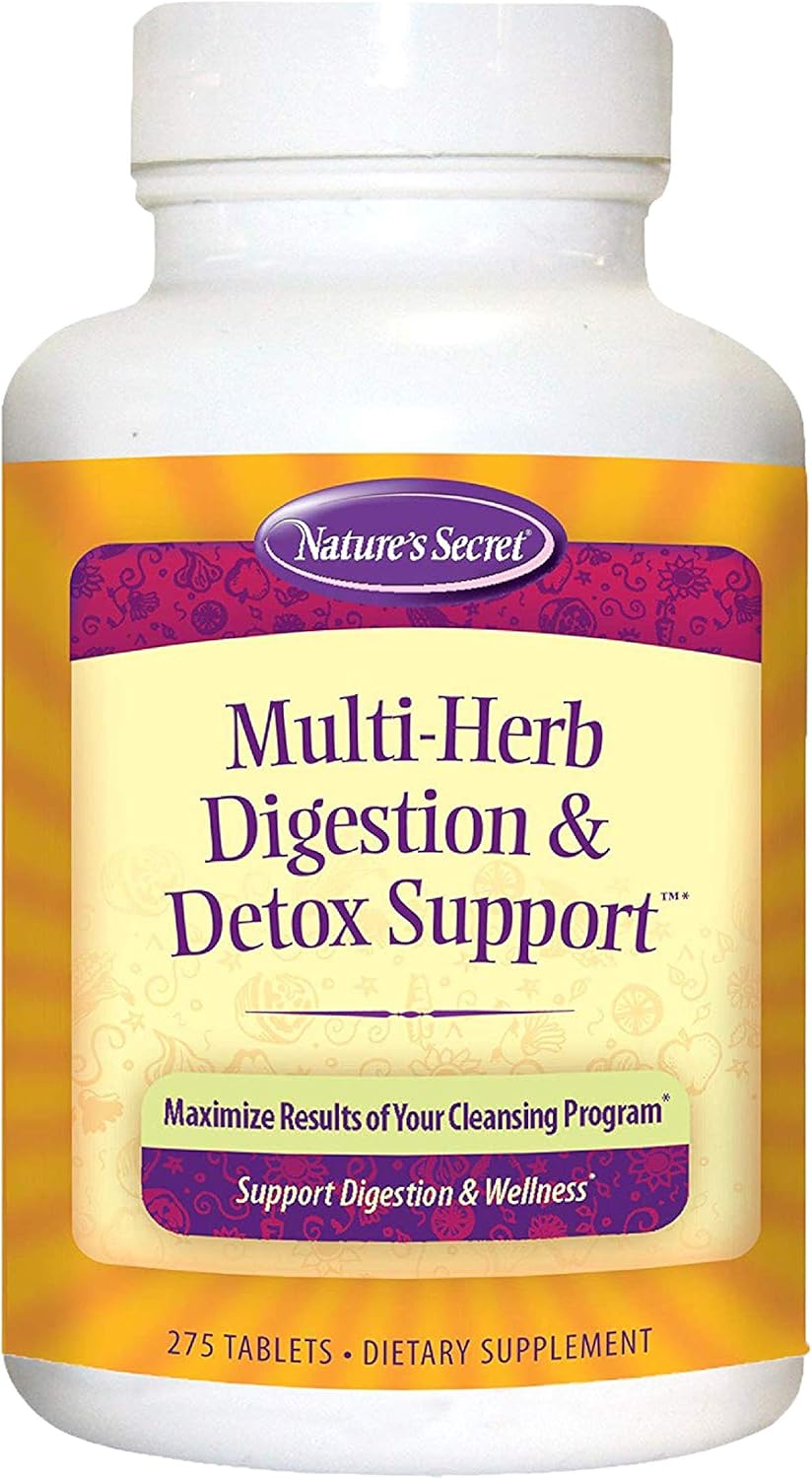 Natural Multi Herb Digestion and Detox Support Supplement - 275 Count Economy Size