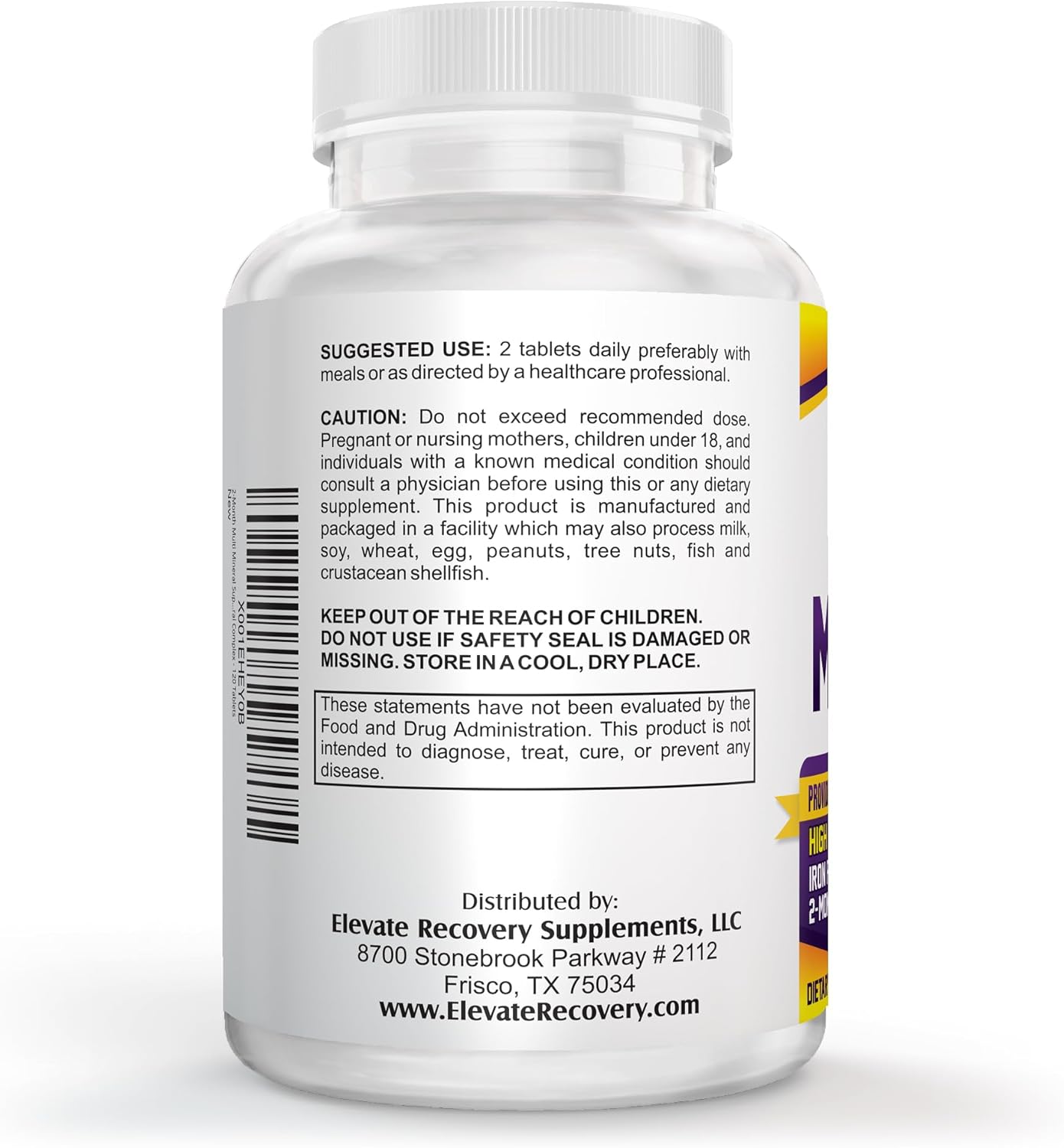 Natural Multiminerals with 72 Trace Minerals - High Potency 2-Month Supplement - Iron Free Formula | 120 Tablets