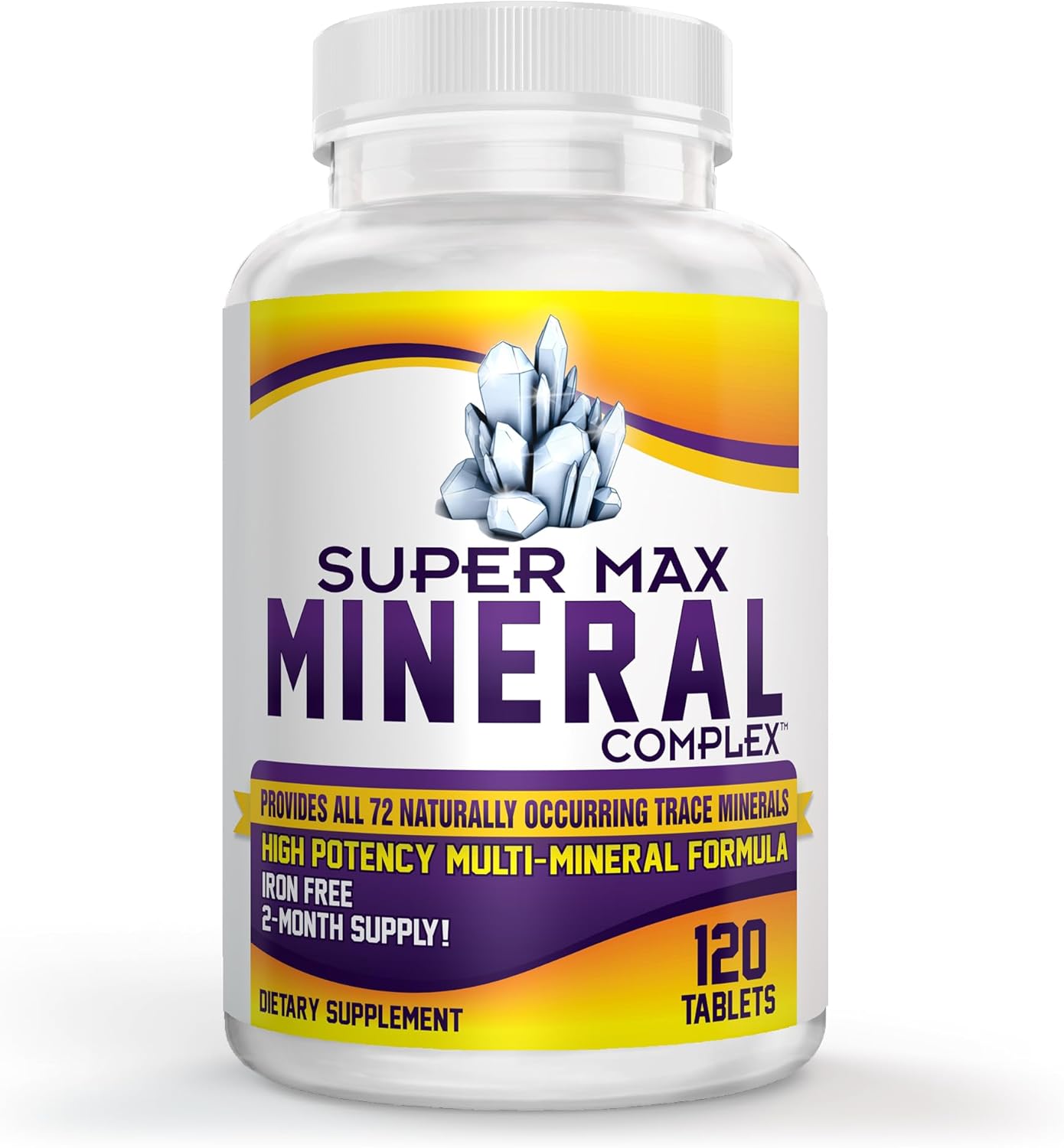 Natural Multiminerals with 72 Trace Minerals - High Potency 2-Month Supplement - Iron Free Formula | 120 Tablets