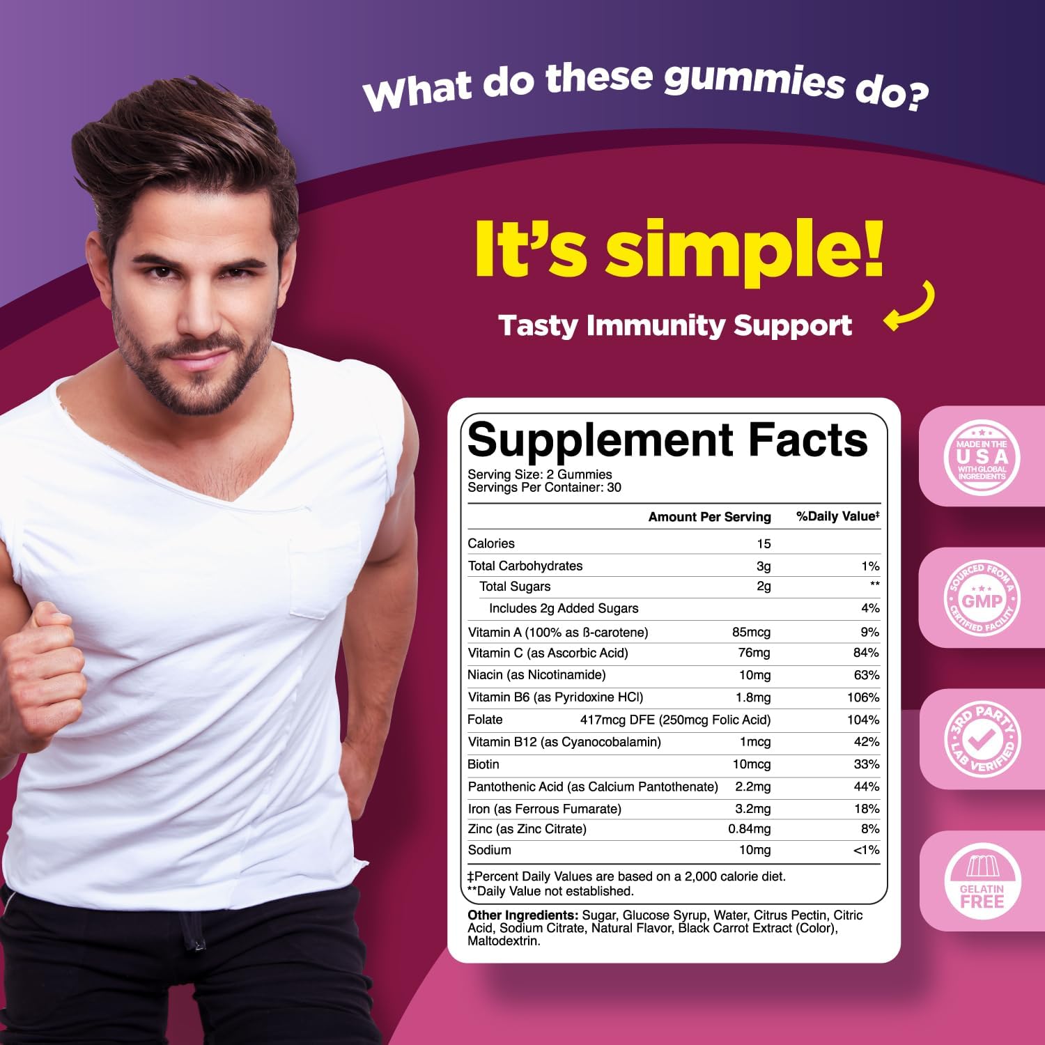 Natural Multivitamin Iron Gummies for Adults - Energy Boost B Complex Vitamins - Gummy Supplement for Mental Clarity and Focus