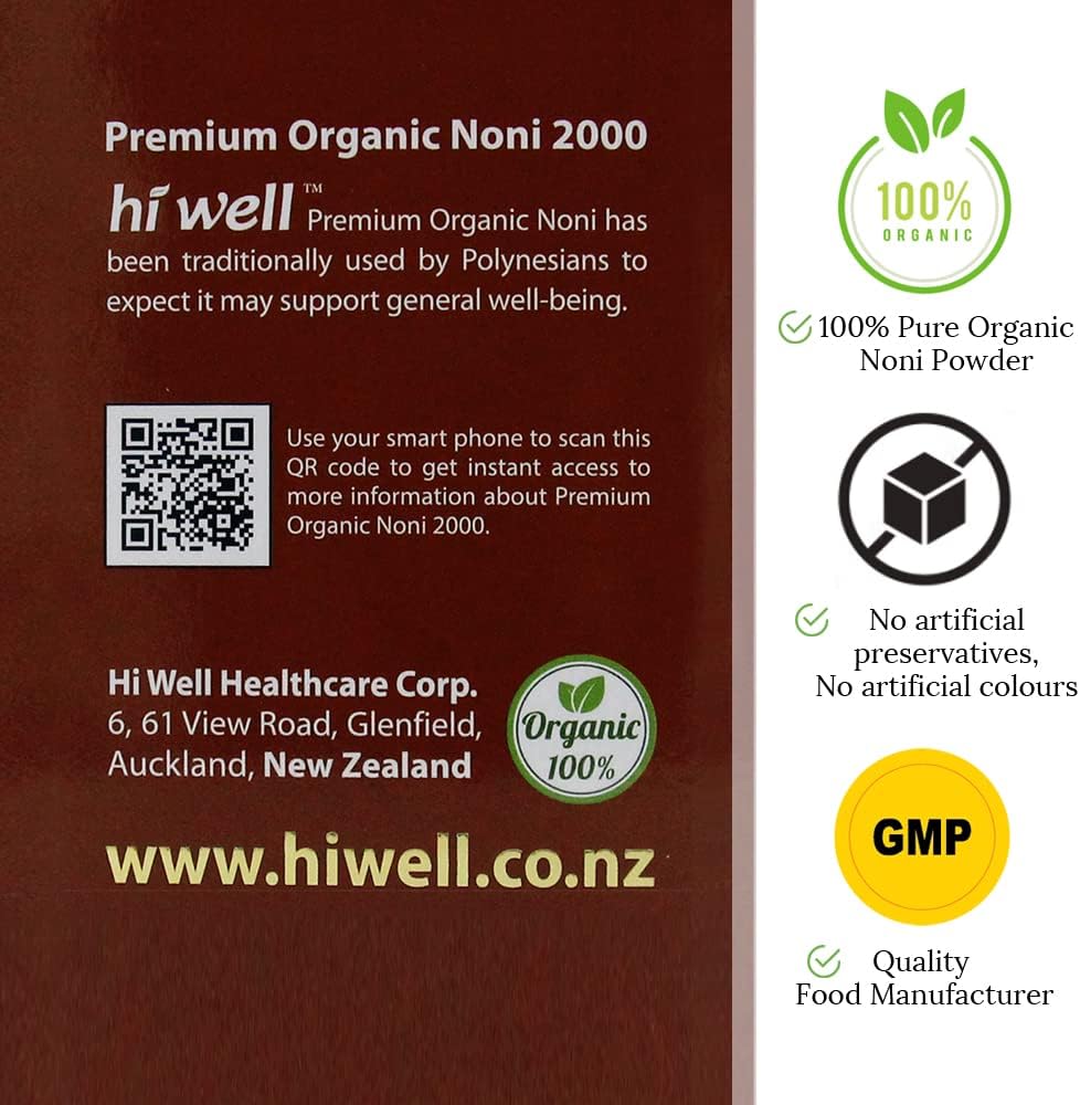Natural New Zealand Hi Well Premium Noni 2000 Softgels - Pure & High-Quality