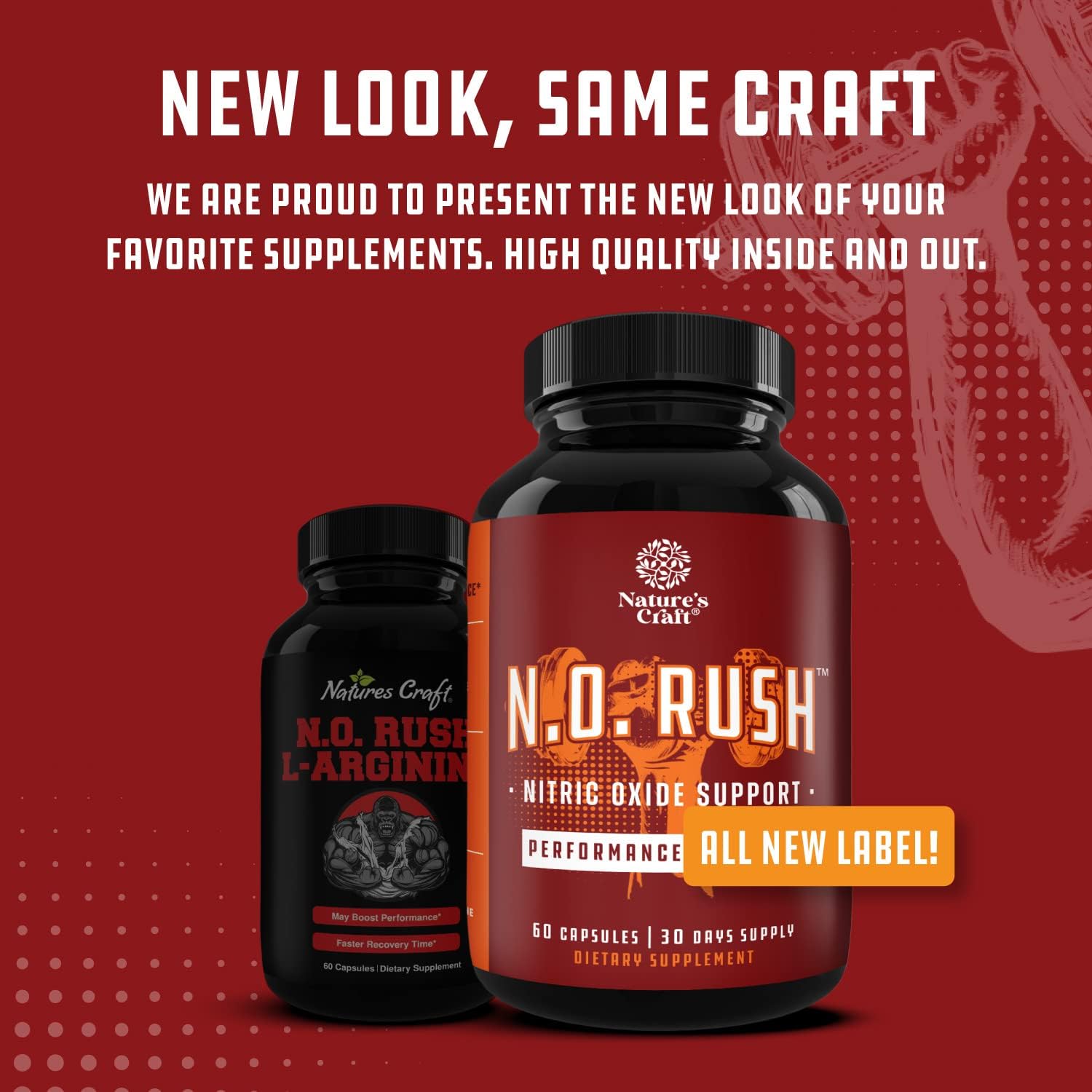 Natural Nitric Oxide Booster Capsules - Energy & Muscle Building Supplement with L-Arginine & L-Citrulline - Exercise Enhancer by Natures Craft