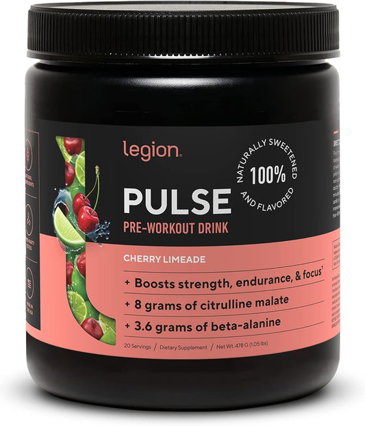Natural Nitric Oxide Preworkout Drink for Energy Boost - Creatine Free, Sweetened Naturally with Beta Alanine, Citrulline, Alpha GPC (Cherry Limeade)