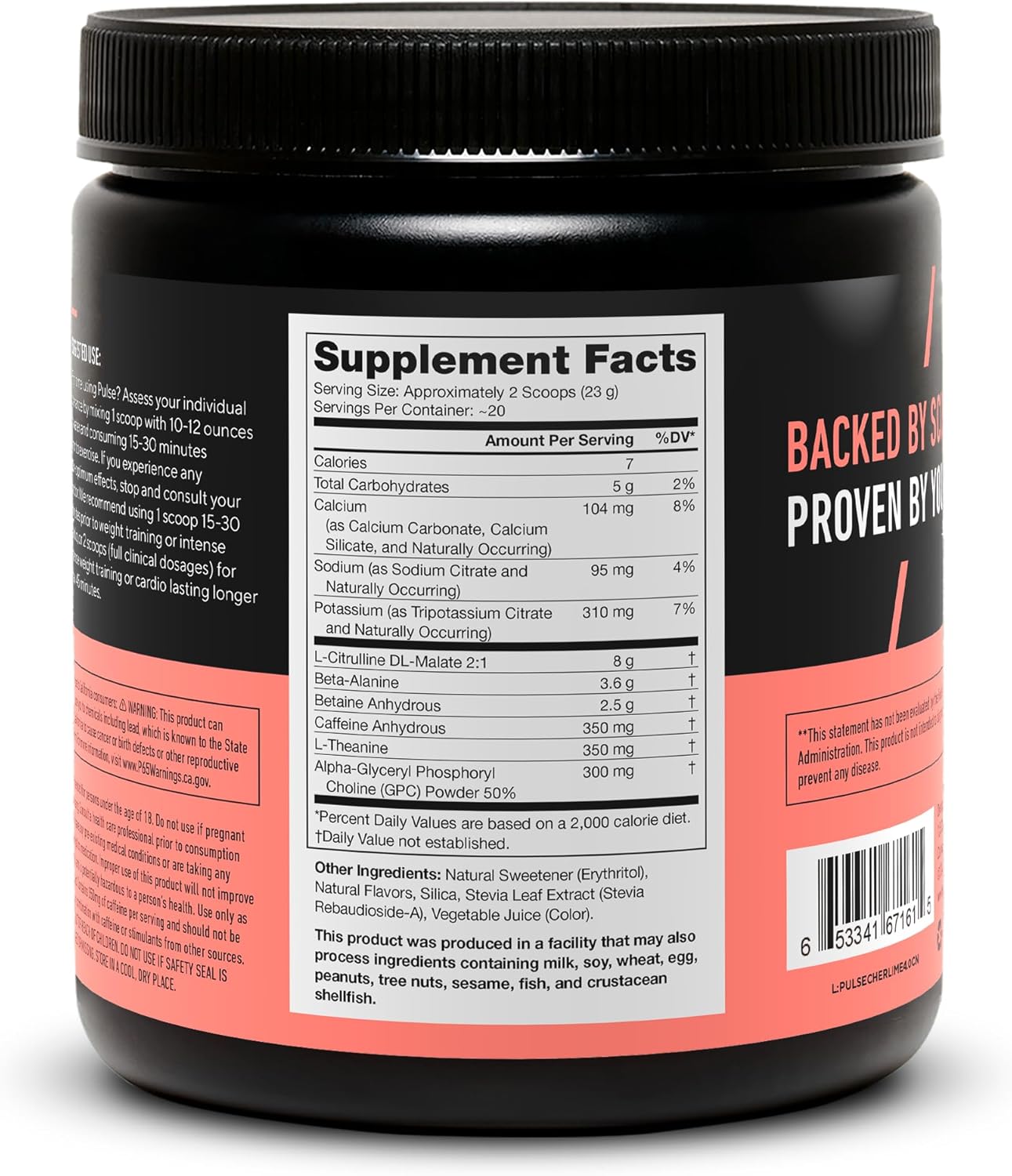 Natural Nitric Oxide Preworkout Drink for Energy Boost - Creatine Free, Sweetened Naturally with Beta Alanine, Citrulline, Alpha GPC (Cherry Limeade)