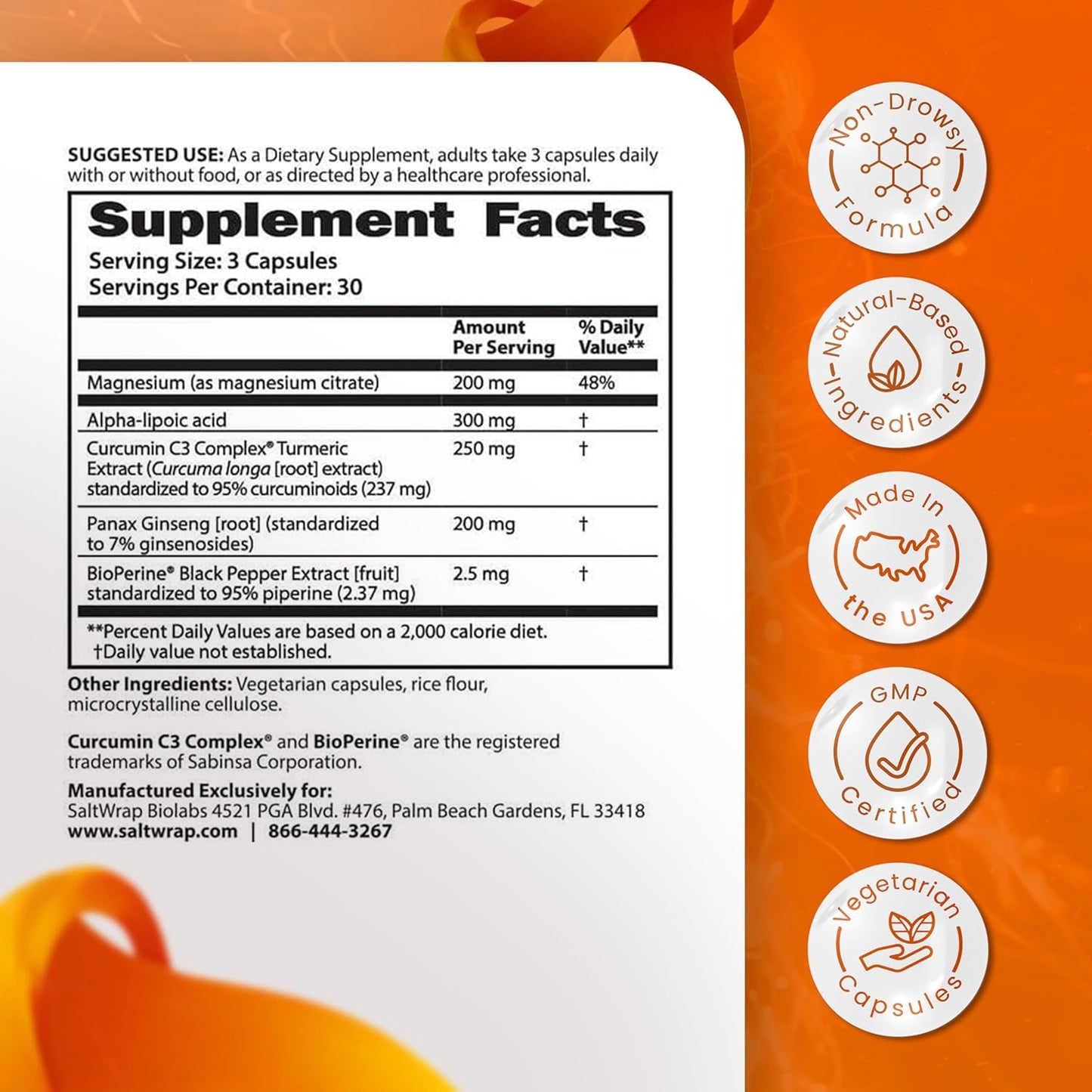 Natural Non-Drowsy Leg Cramp & Muscle Relief Support Supplement with Turmeric & Magnesium for Nerve Health