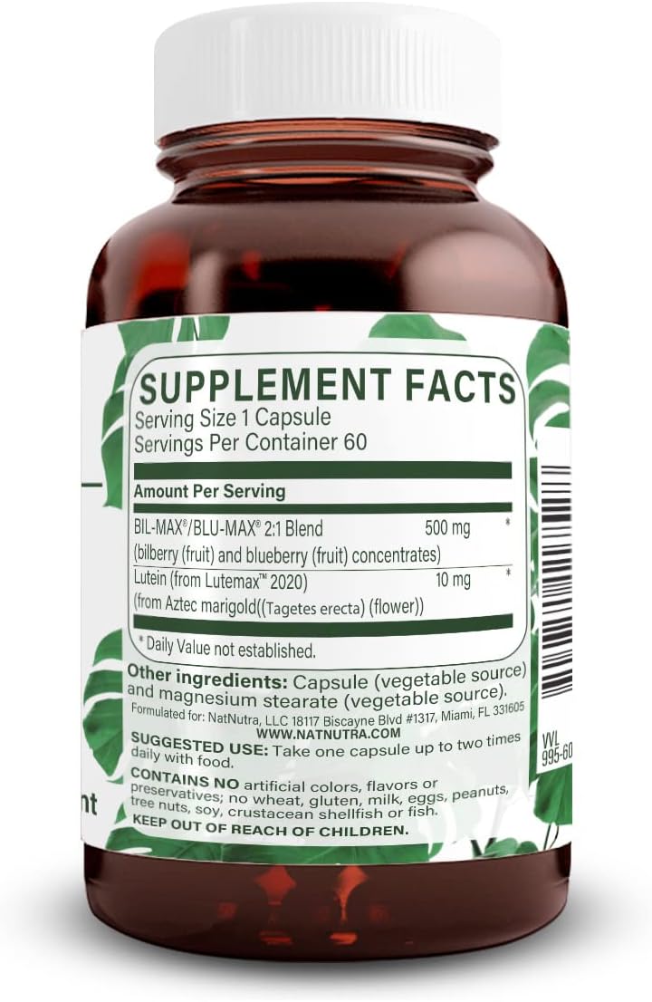 Natural Nutra Bilberry Extract Capsules for Ultimate Eye Health, Supports Day and Night Vision, Enhances Color Perception, Non GMO and Gluten Free Supplement