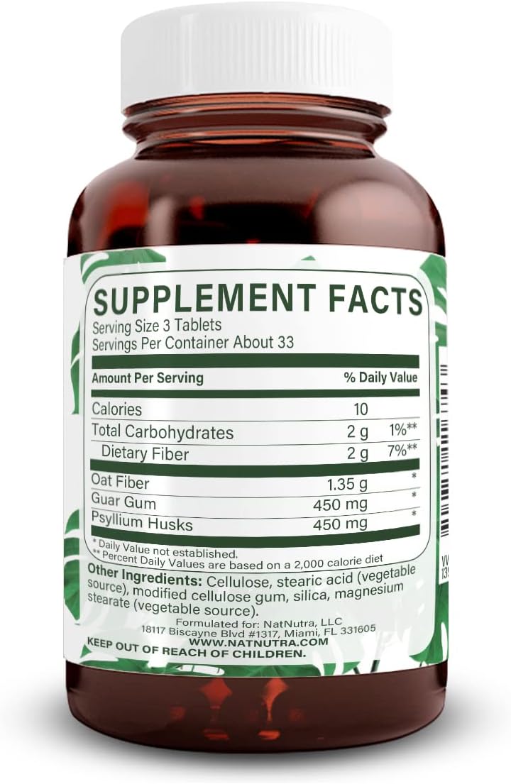 Natural Nutra Super Fiber Supplement for Digestive and Cardiovascular Health - Weight Management, Skin Protection, Heart and Immune Support - Non GMO, Gluten Free, Vegan - 100 Vegan