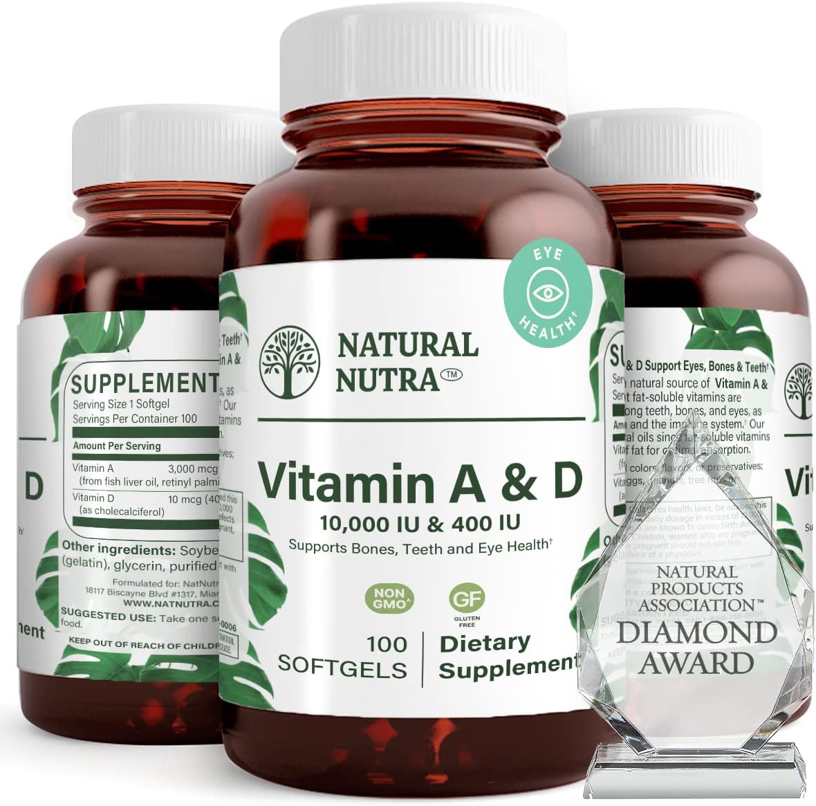 Natural Nutra Vitamin A and D Softgels for Bone, Eye, and Teeth Health - Cod Liver Oil Source - 100 Softgels