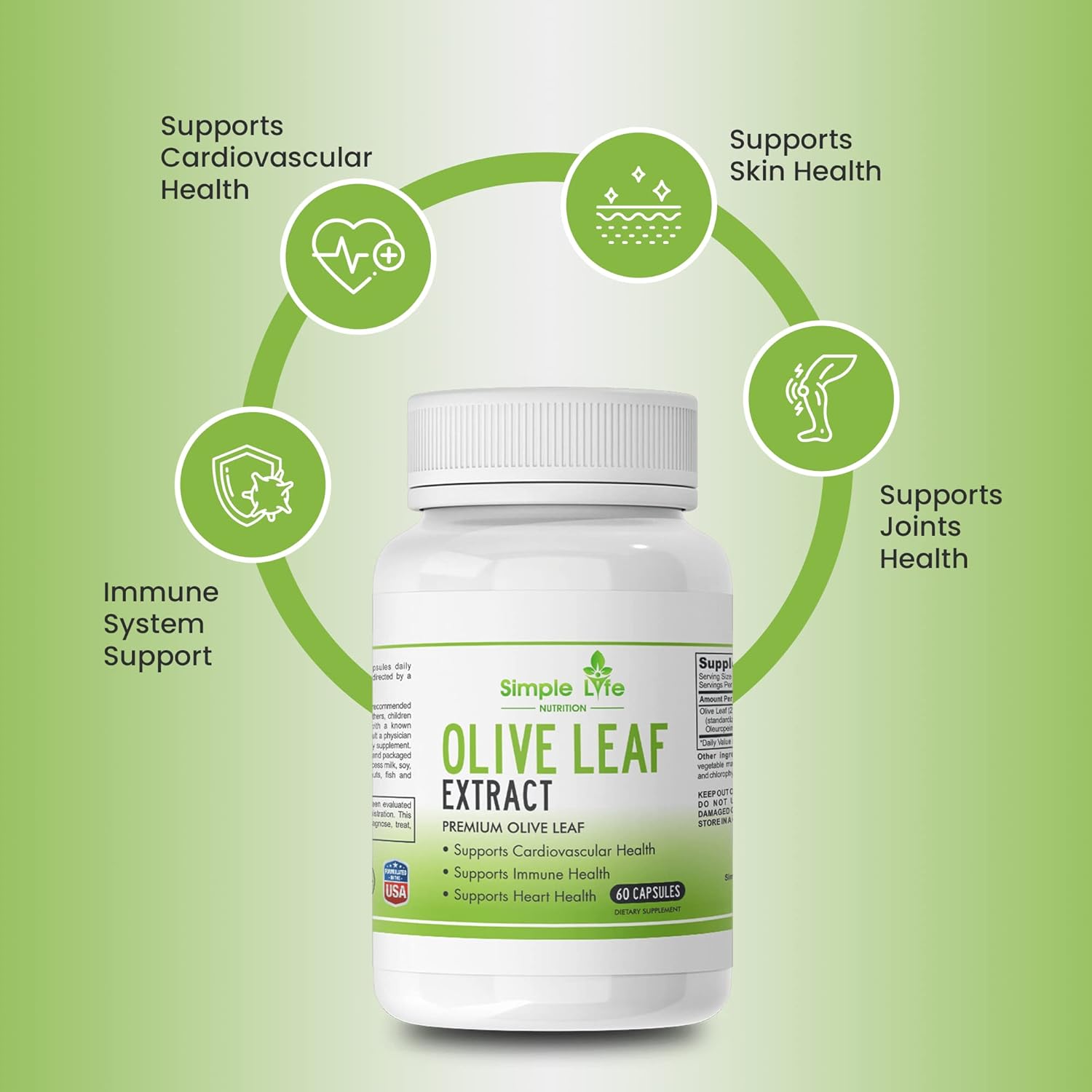 Natural Olive Leaf Extract Supplement - Promotes Immune and Heart Health - Non-GMO, Gluten-Free Formula for a Healthy Lifestyle