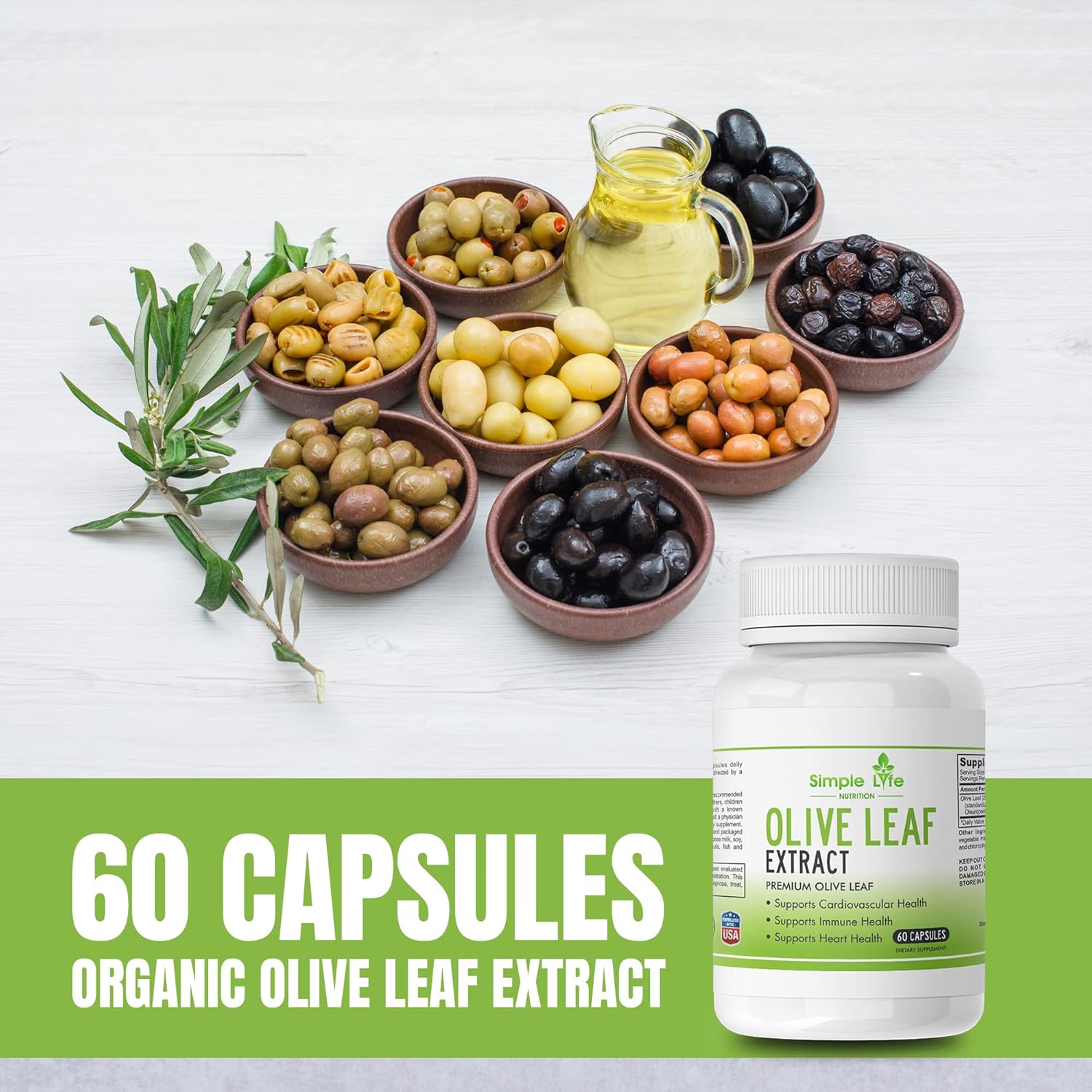 Natural Olive Leaf Extract Supplement - Promotes Immune and Heart Health - Non-GMO, Gluten-Free Formula for a Healthy Lifestyle
