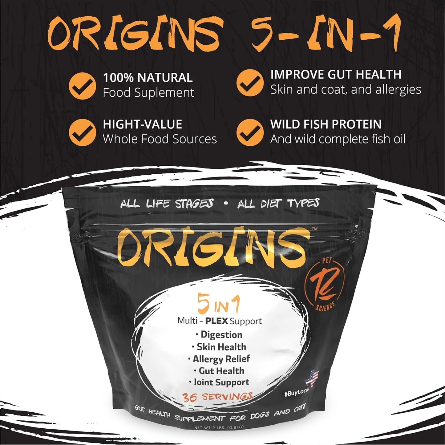 Natural Omega 3 Fish Oil Powdered Food Topper for Dogs - Supports Digestion, Skin, Coat, & Joints - Rogue Pet Science 5-in-1 Supplement (2 lbs)