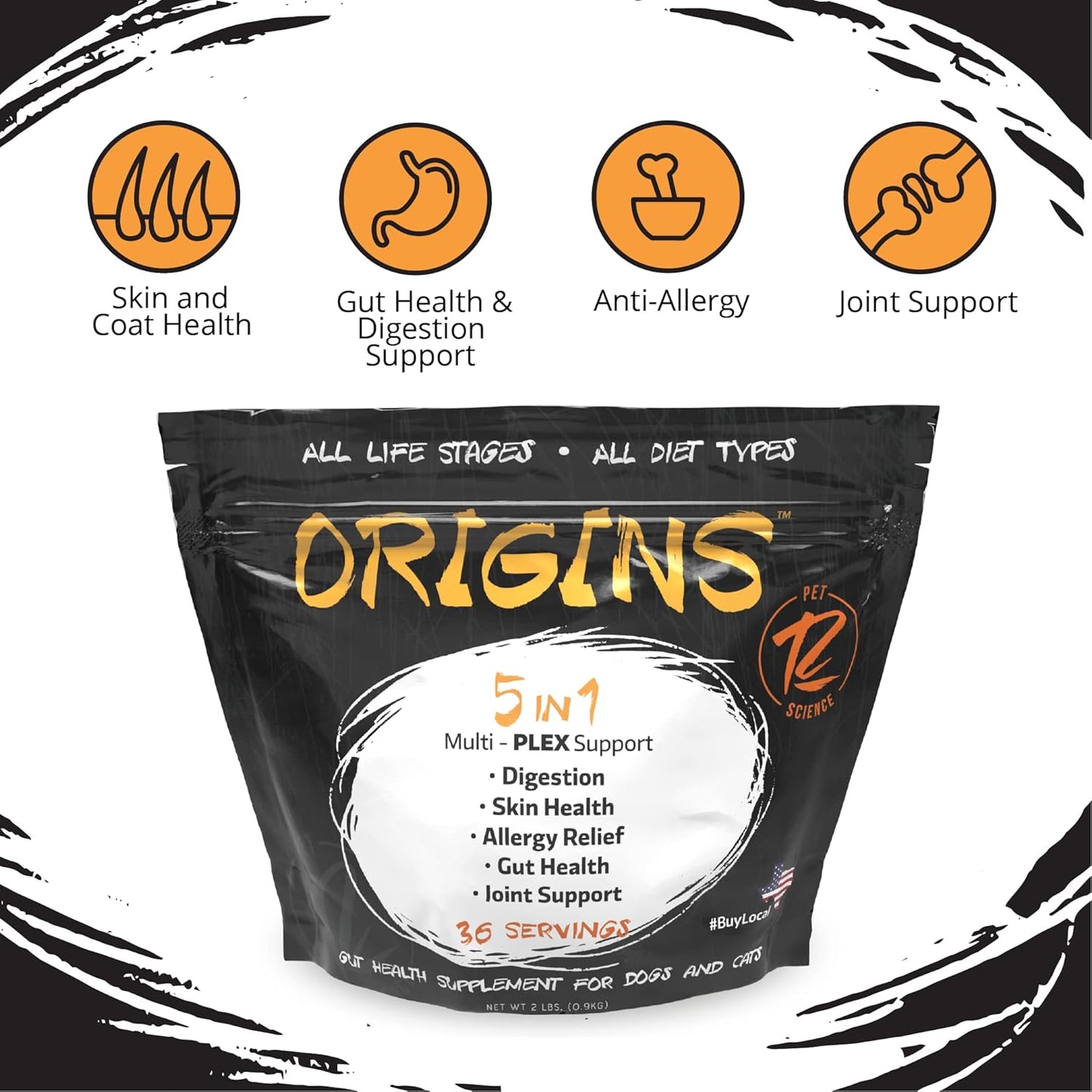 Natural Omega 3 Fish Oil Powdered Food Topper for Dogs - Supports Digestion, Skin, Coat, & Joints - Rogue Pet Science 5-in-1 Supplement (2 lbs)