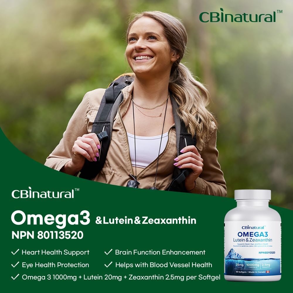 Natural Omega-3 Supplement with Lutein and Zeaxanthin for Eye Health - 90 Softgels