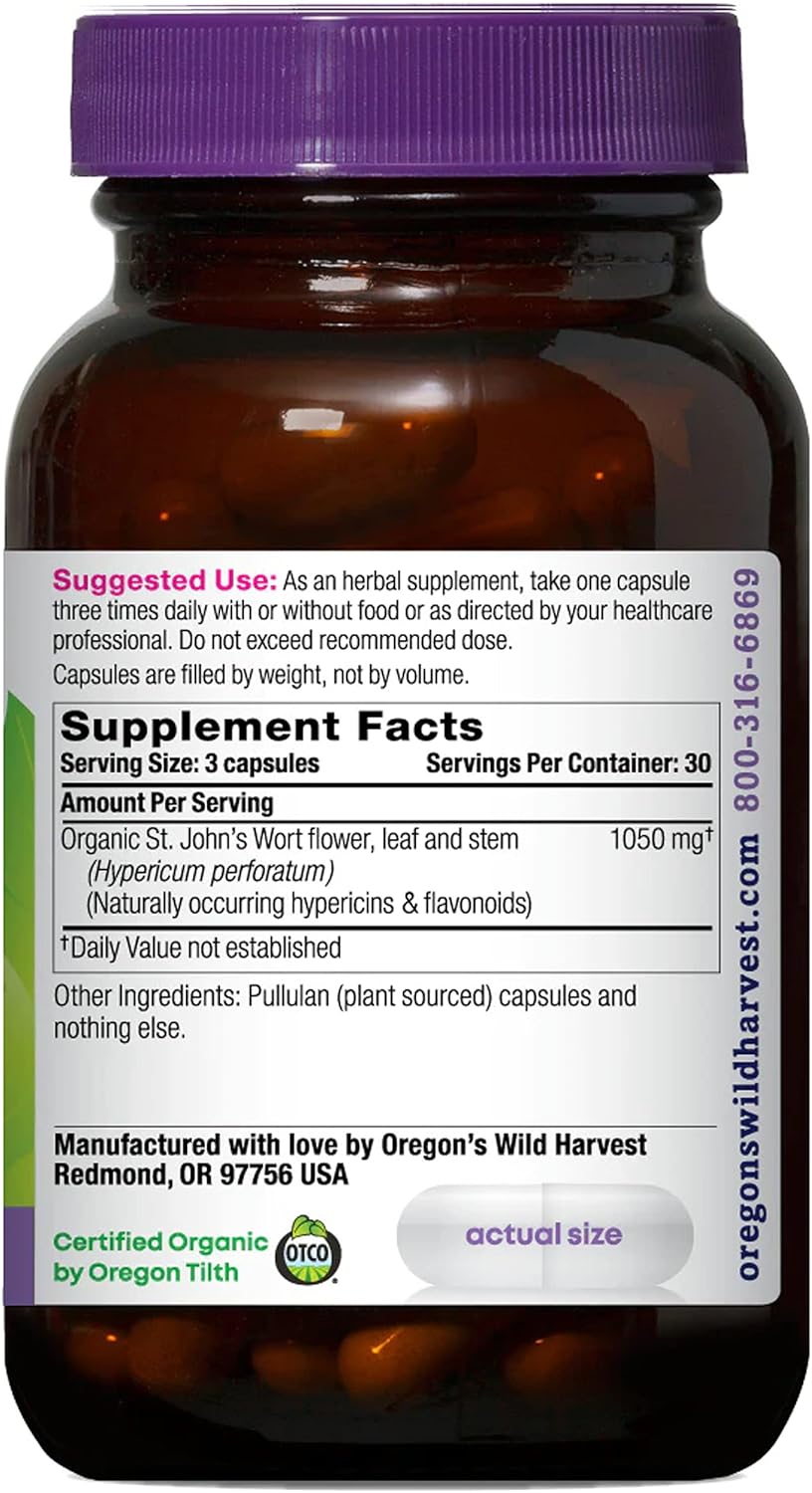 Natural Oregon St John's Wort Supplement, 90 Capsules by Wild Harvest