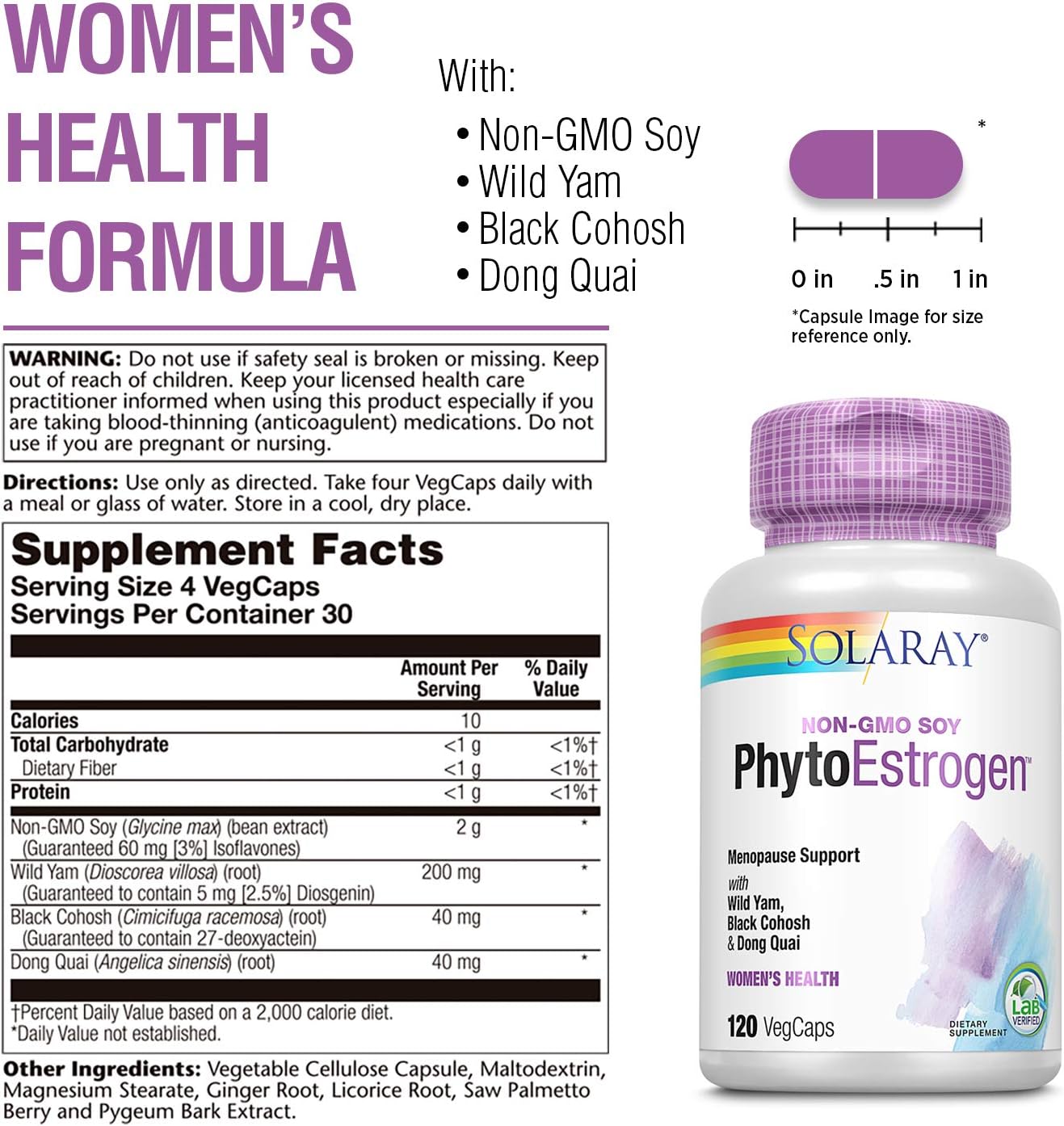 Natural Phytoestrogen Supplement by Solaray - 120 Capsules