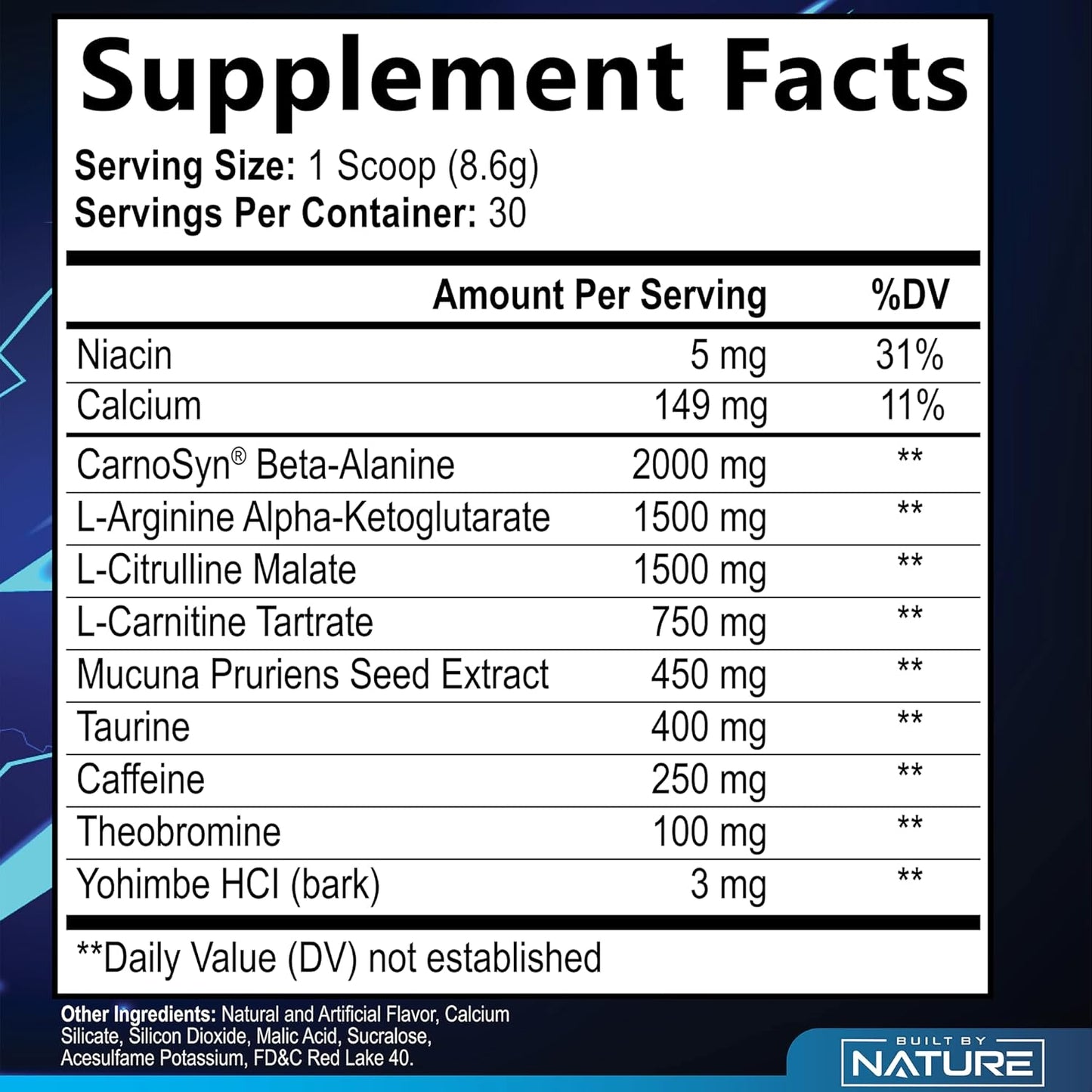 Natural Pre-Workout Powder for Energy, Pump, & Endurance - Sugar-Free Supplement with Caffeine, Amino Acids, & Beta-Alanine - Watermelon Flavor, 30 Servings