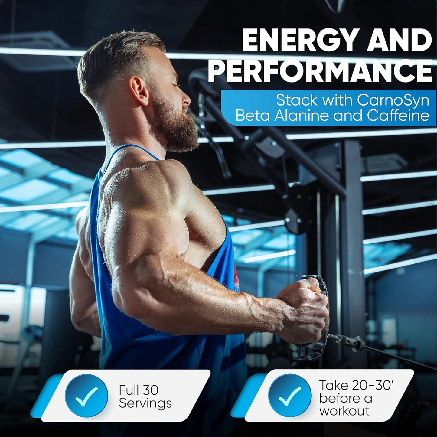 Natural Pre-Workout Powder for Energy, Pump, & Endurance - Sugar-Free Supplement with Caffeine, Amino Acids, & Beta-Alanine - Watermelon Flavor, 30 Servings