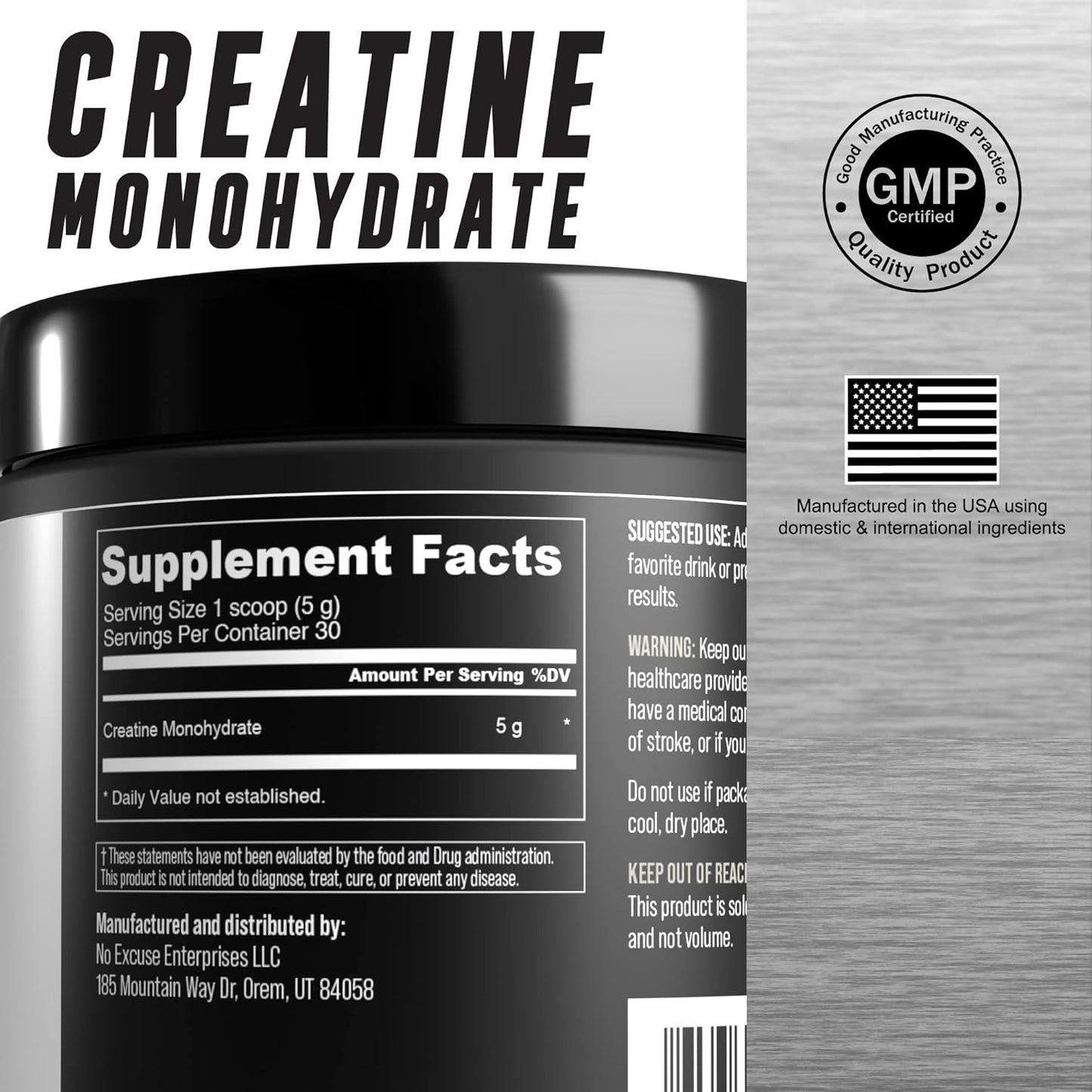 Natural Pre-Workout Powder for Men and Women | No Excuse Pre-Workout Supplement with Creatine Monohydrate | Supports Weight Loss | 30 Servings