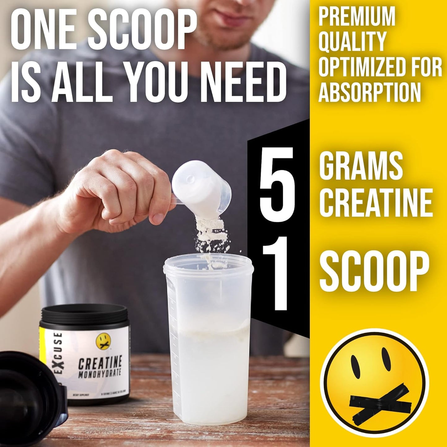 Natural Pre-Workout Powder for Men and Women | No Excuse Pre-Workout Supplement with Creatine Monohydrate | Supports Weight Loss | 30 Servings