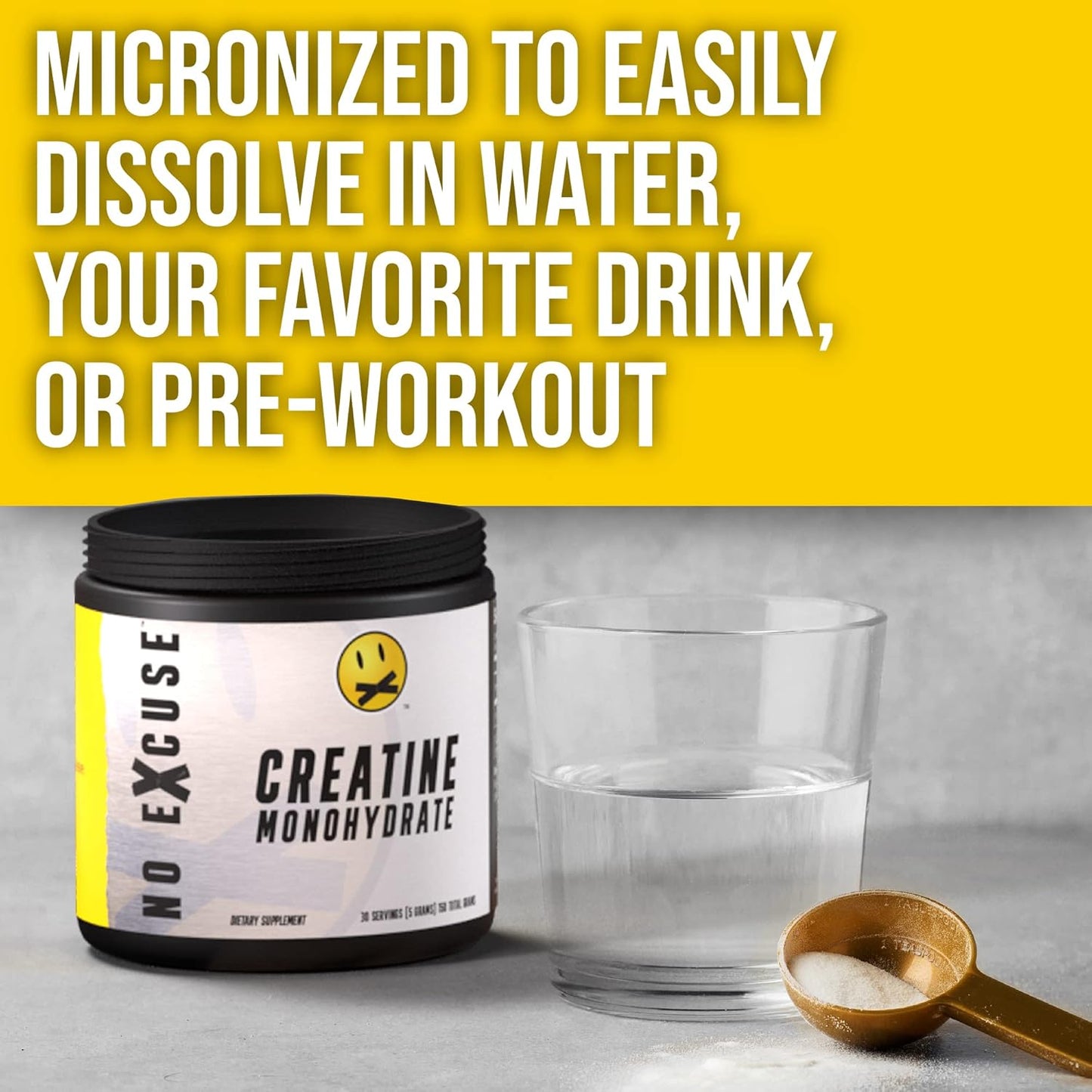 Natural Pre-Workout Powder for Men and Women | No Excuse Pre-Workout Supplement with Creatine Monohydrate | Supports Weight Loss | 30 Servings
