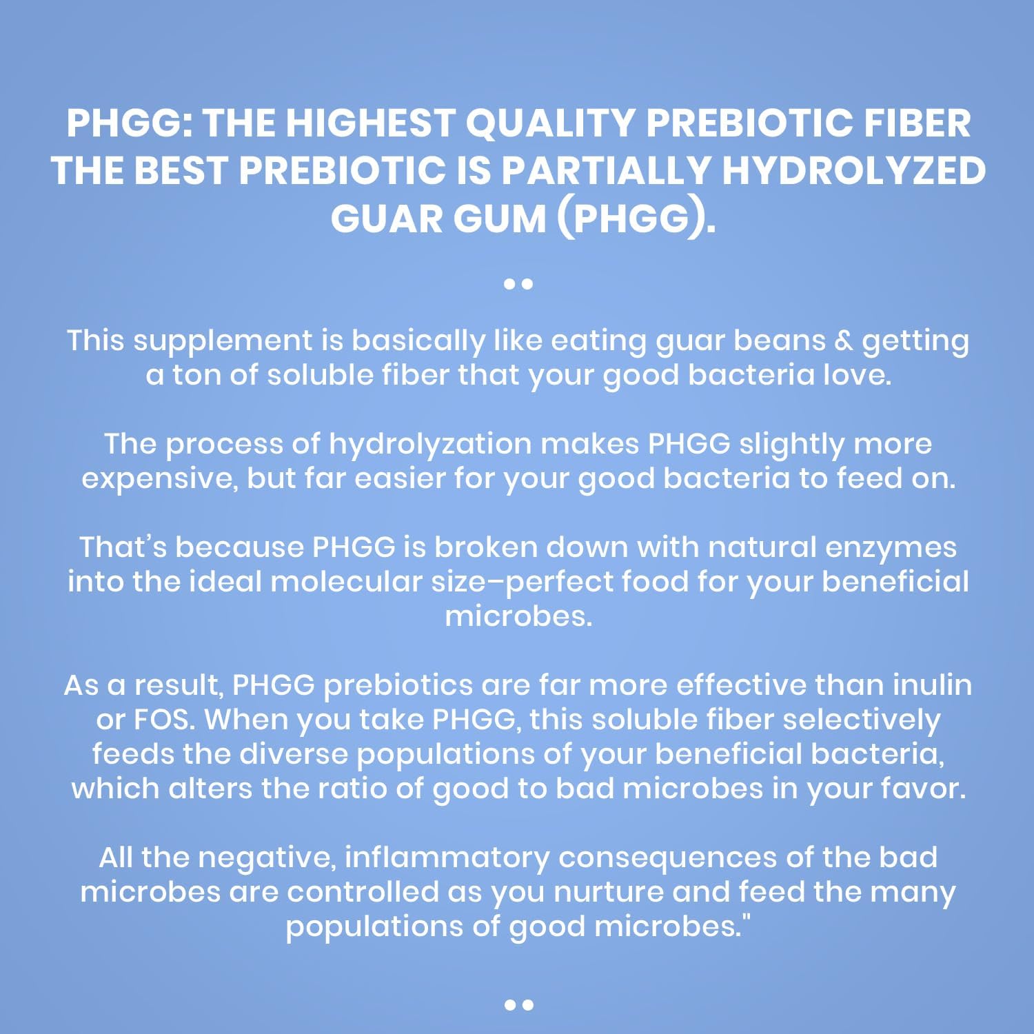 Natural Prebiotic PHGG Powder - 100% Gluten Free, Non GMO, Kosher, Vegetarian - 210g Sugar-Free Guar Gum Supplement