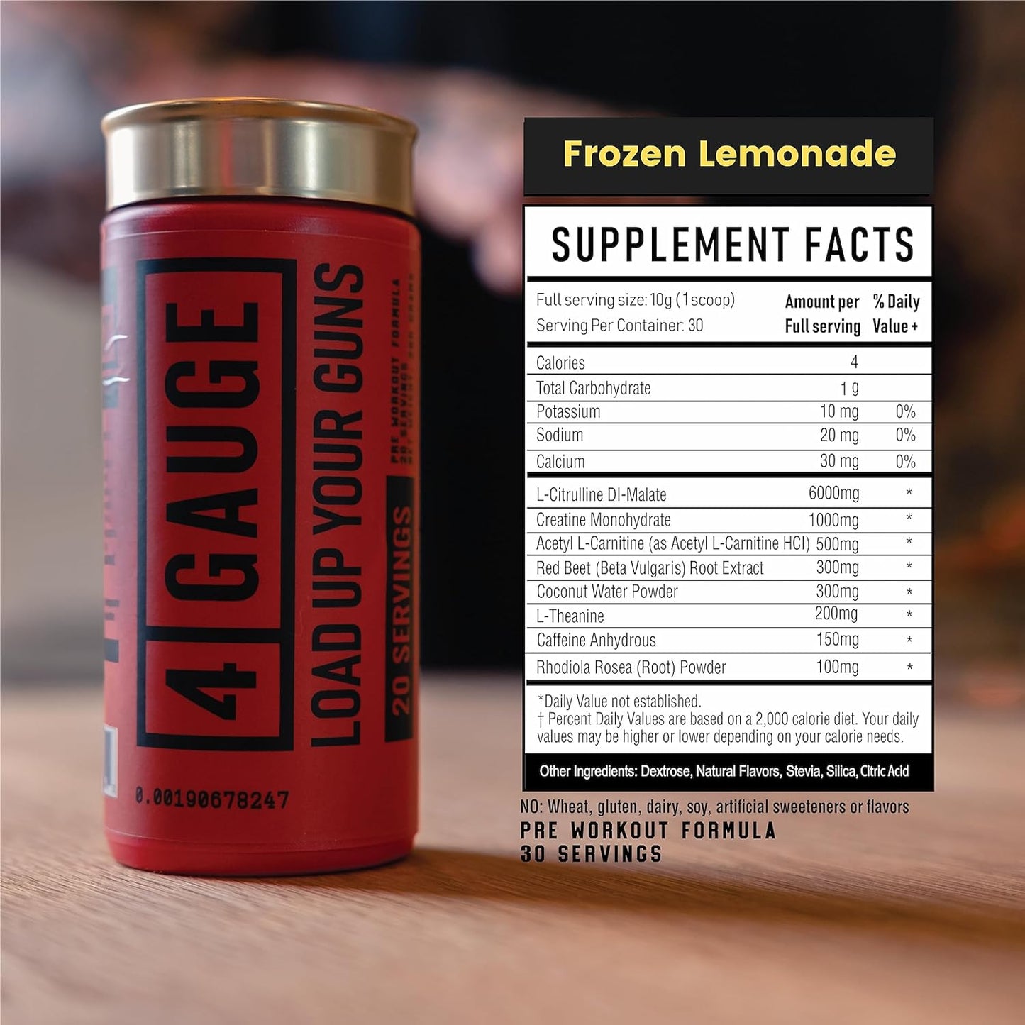 Natural Preworkout Supplement for Energy & Focus | 30 Servings | Nitric Oxide Boost | L-Citrulline, L-Carnitine, Creatine | No Jitters | Frozen Lemonade Flavor