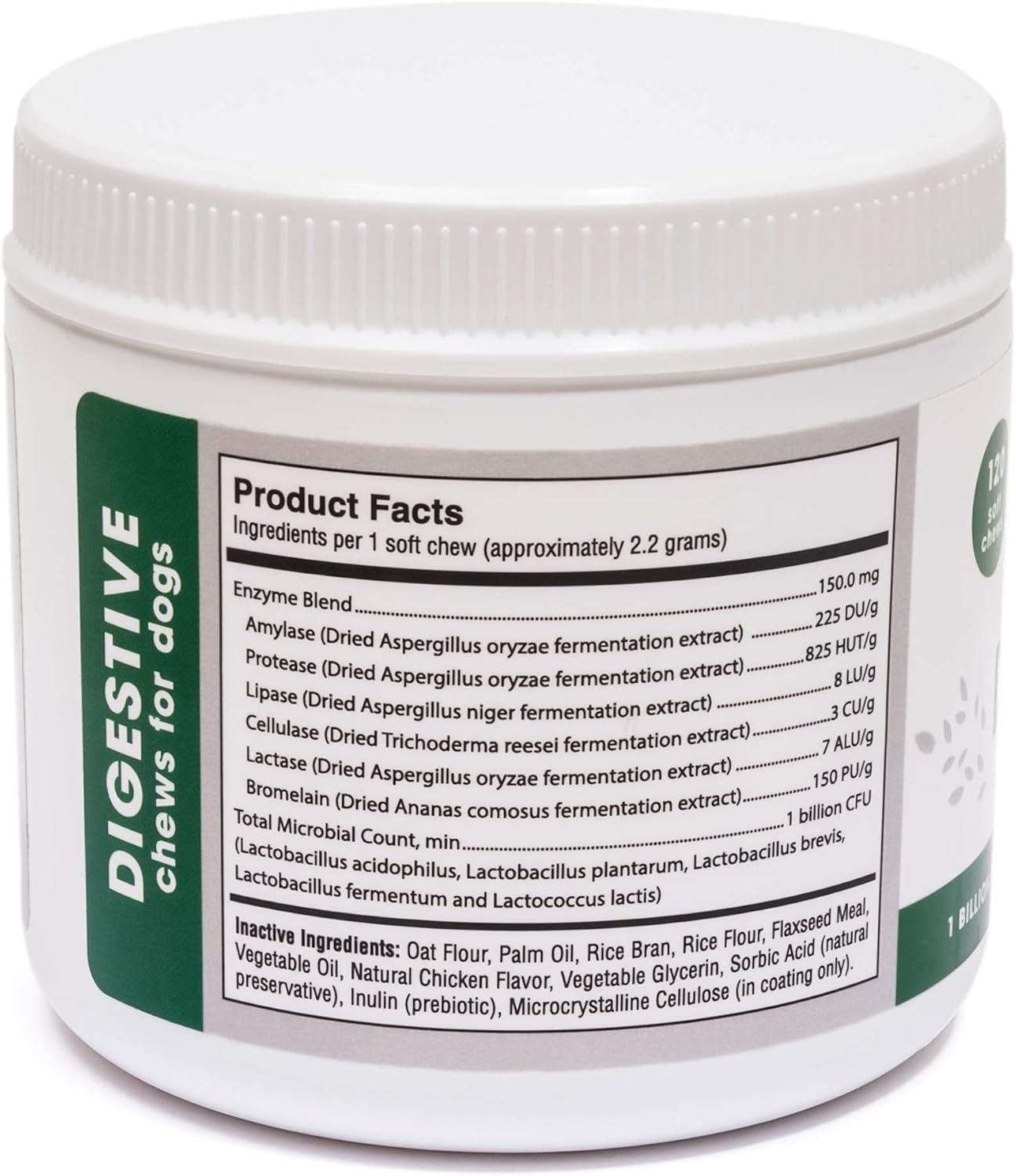 Natural Probiotic Chew for Dogs - Digestive Supplement by FurParents - Supports Gut Health, Diarrhea, Upset Stomach, Bad Breath & Constipation - 120 Count