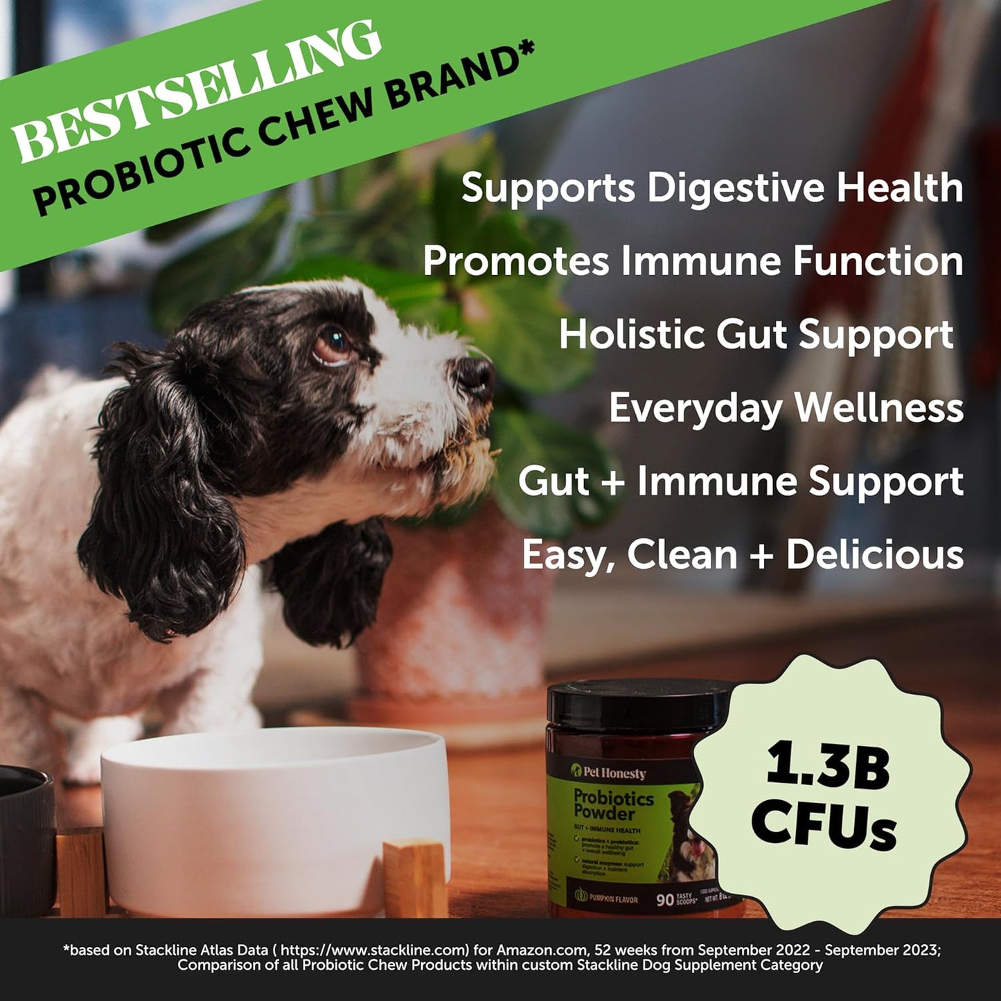 Natural Probiotic & Pumpkin Powder Supplement for Dogs - Supports Healthy Gut Flora, Digestion & Immunity - With Prebiotics, Probiotics, Enzymes, Antioxidants - 90 Scoops