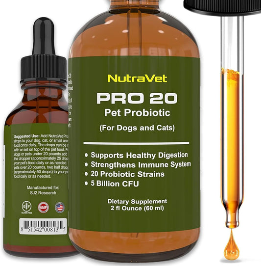 Natural Probiotics for Dogs and Cats - 120 Servings, Digestive Enzymes for Gas Relief, Liquid Vitamins for Gut Health