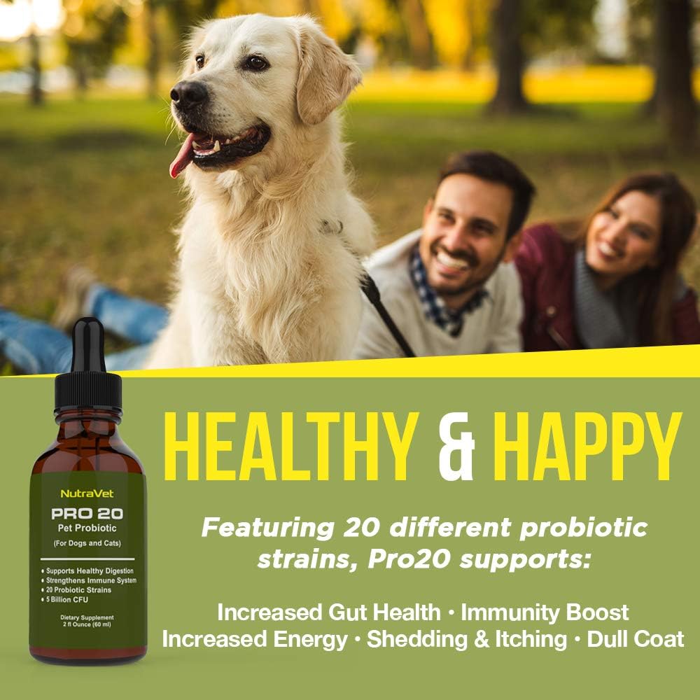 Natural Probiotics for Dogs and Cats - 120 Servings, Digestive Enzymes for Gas Relief, Liquid Vitamins for Gut Health