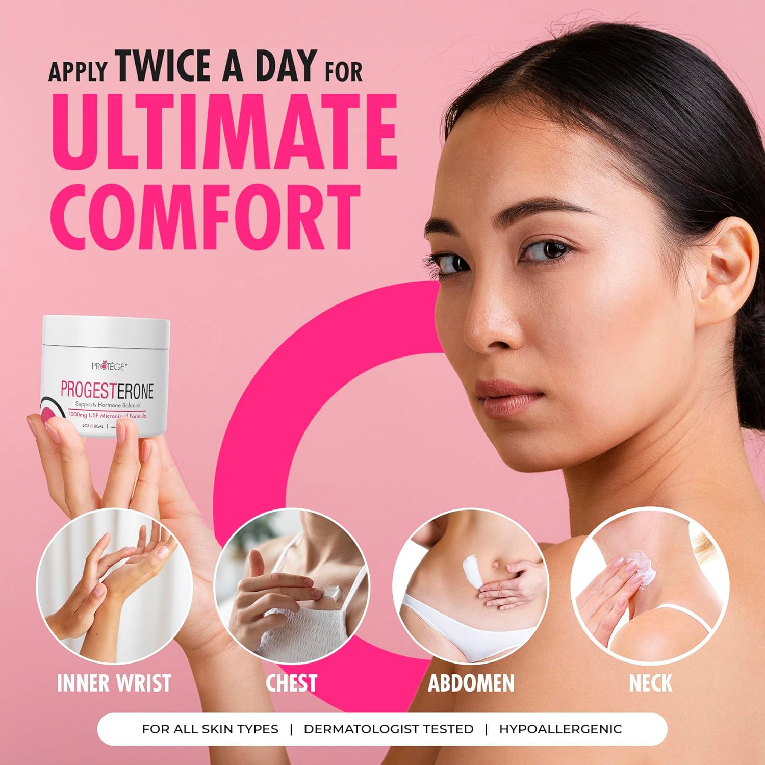 Natural Progesterone Cream for Women - Made in USA - Hormone Balance Formula - Menstrual, Perimenopause, Menopause Relief - Micronized Bioidentical Progesterone - 1,000 mg USP - 2 oz