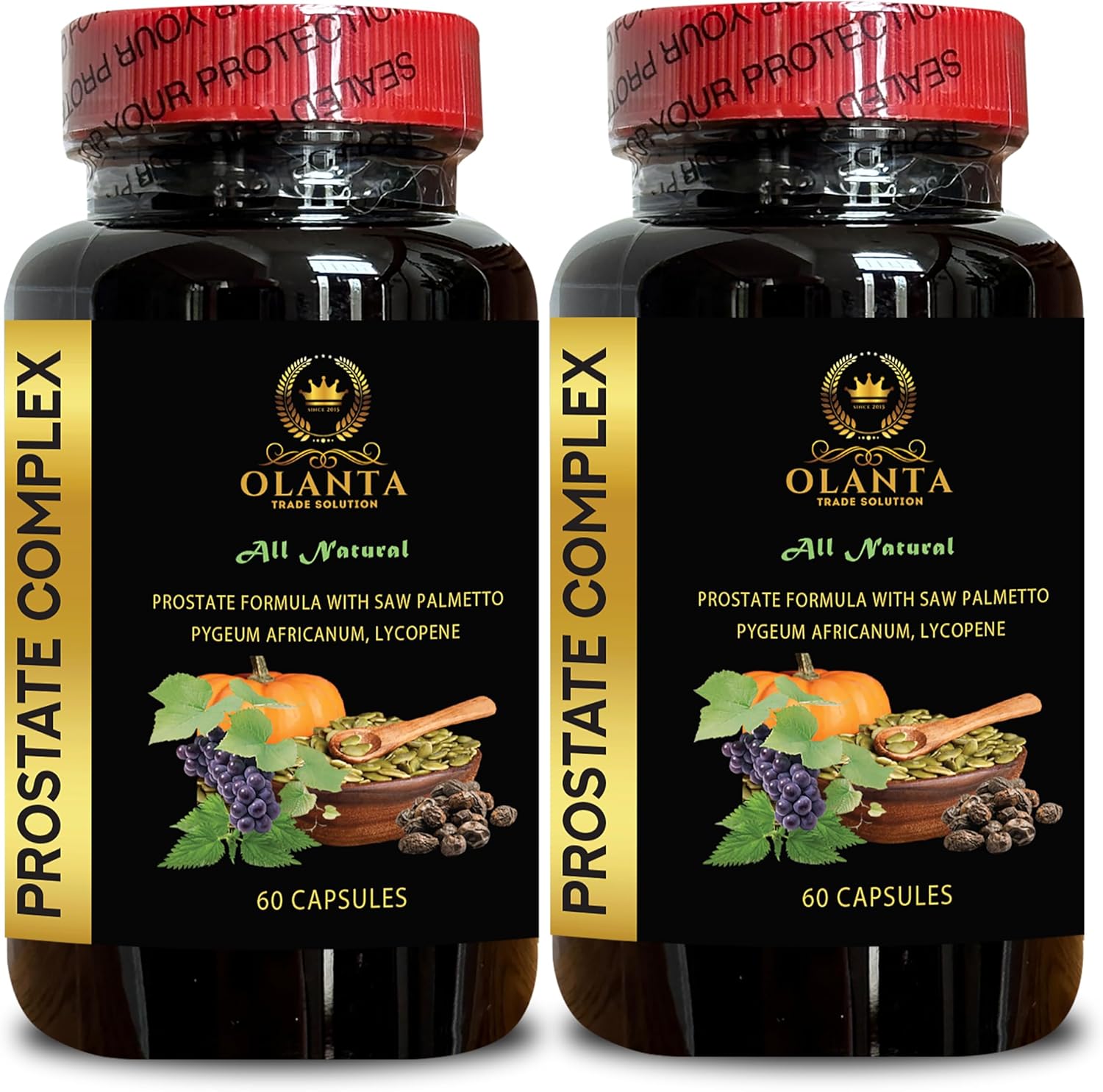 Natural Prostate Complex with Vitamin E, Nettle Extract, and Saw Palmetto - Prostate Support for Men Over 50 - 2 Bottles