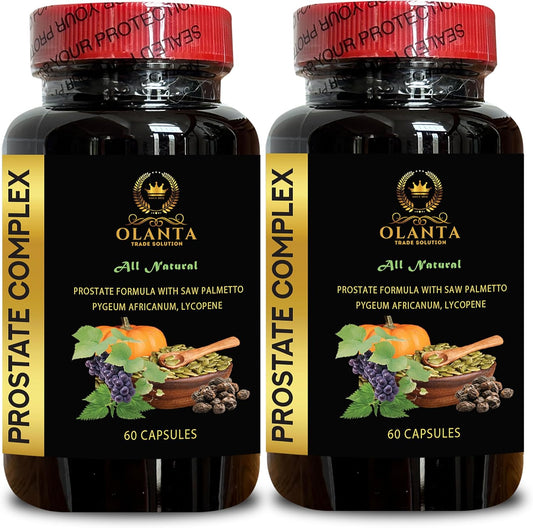 Natural Prostate Complex with Vitamin E, Nettle Extract, and Saw Palmetto - Prostate Support for Men Over 50 - 2 Bottles