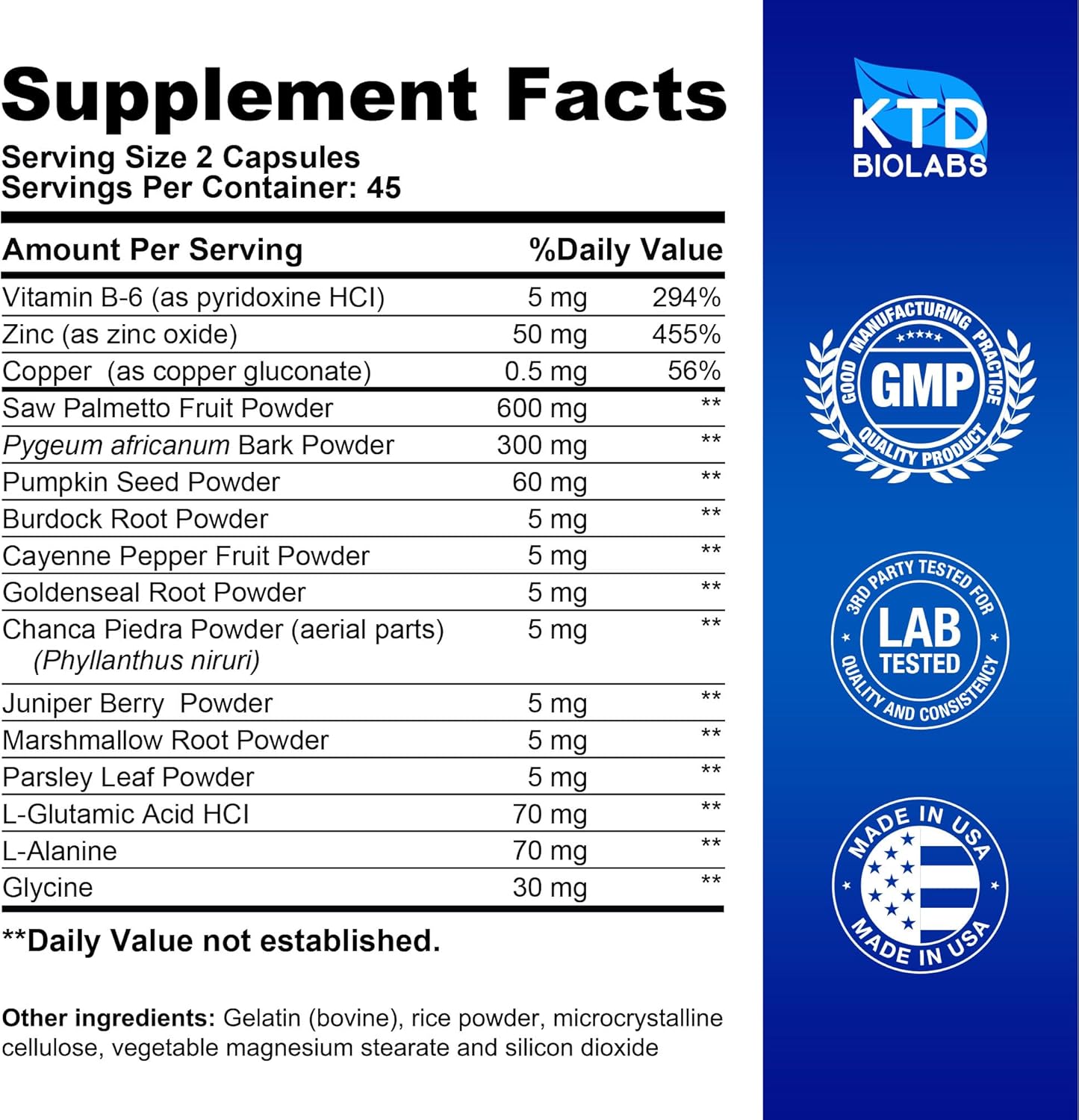 Natural Prostate Health Capsules - Pumpkin Seeds, Pygeum, Saw Palmetto - Bladder Control & Urinary Tract Support - Made in USA