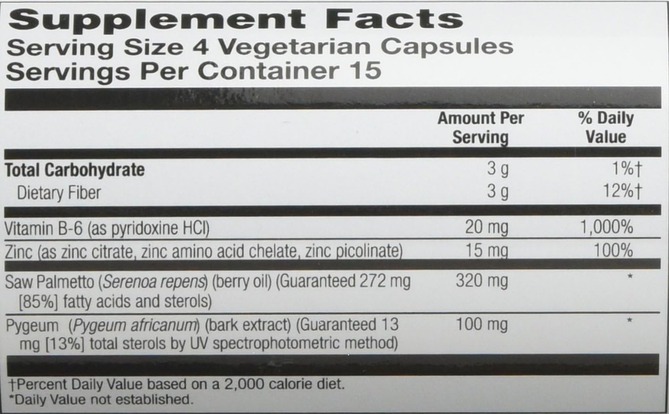 Natural Prostate Health Support with Solaray Pygeum and Saw Palmetto Supplement - 60 Capsules